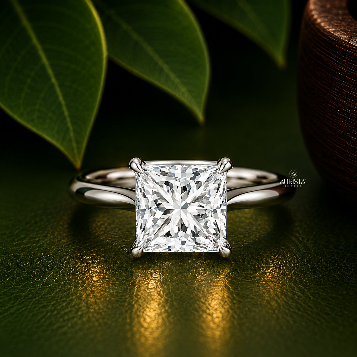 Princess Cut Lab Grown Diamond Ring, Minimalist Engagement Wedding Ring Solitaire