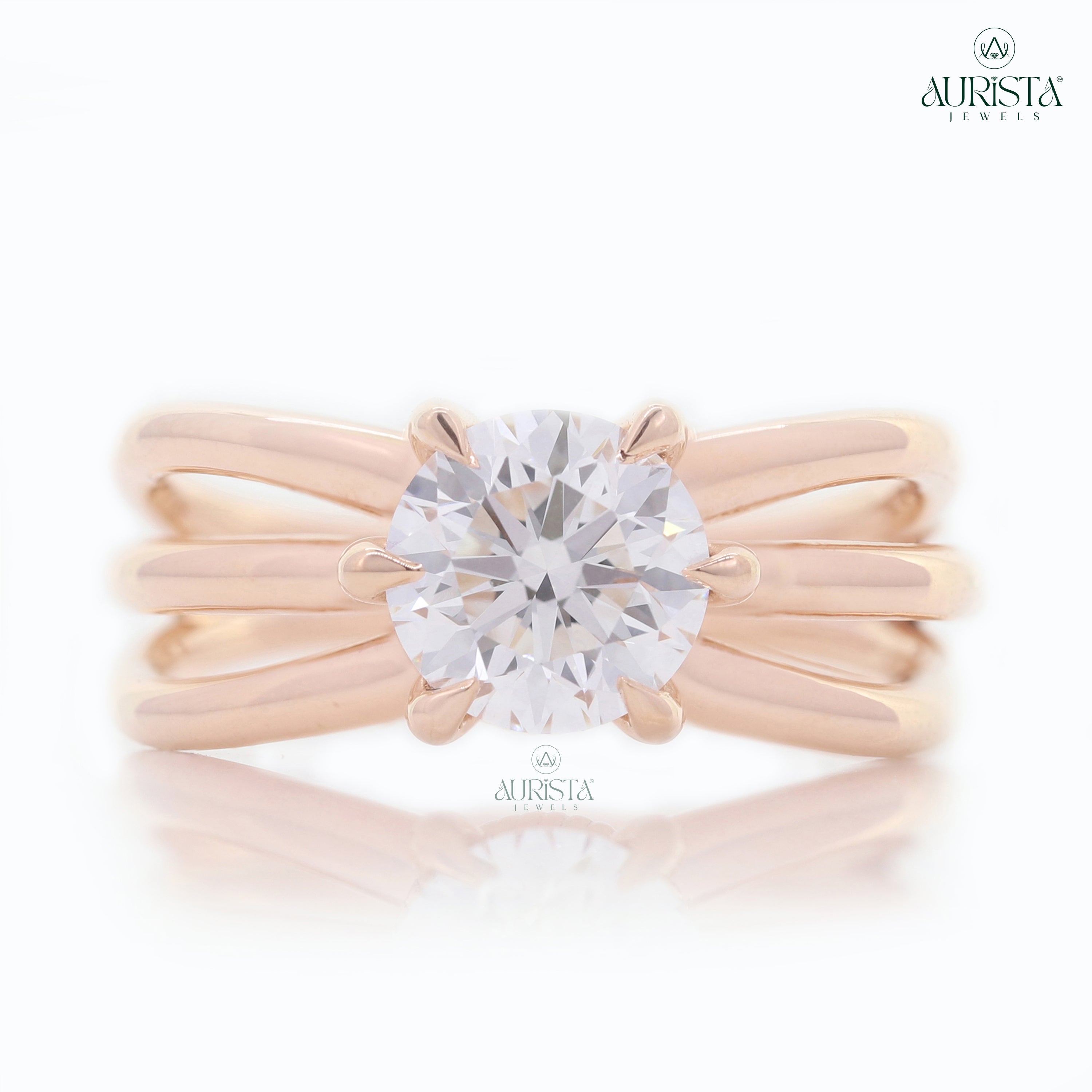 Forever Gleam – Rose Gold Band with Round Diamond
