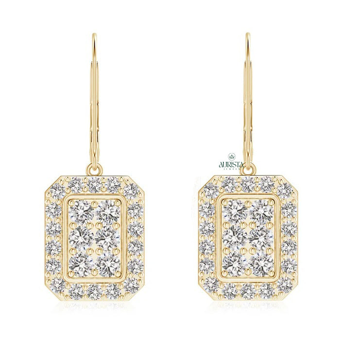Luxe Round Diamond Geometric Cluster Drops
