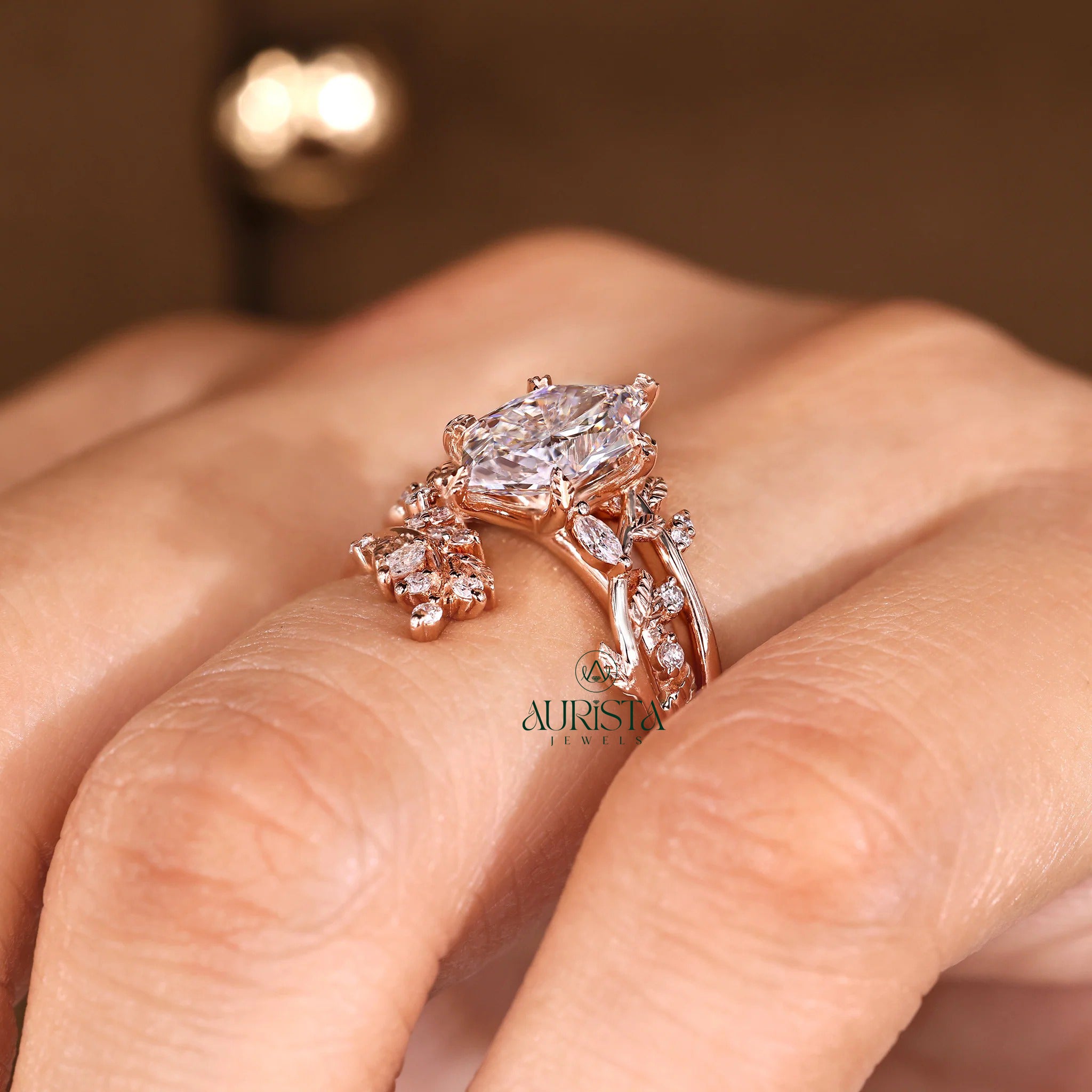 Elven Marquise Diamond Enchanted Twig Bridal Set