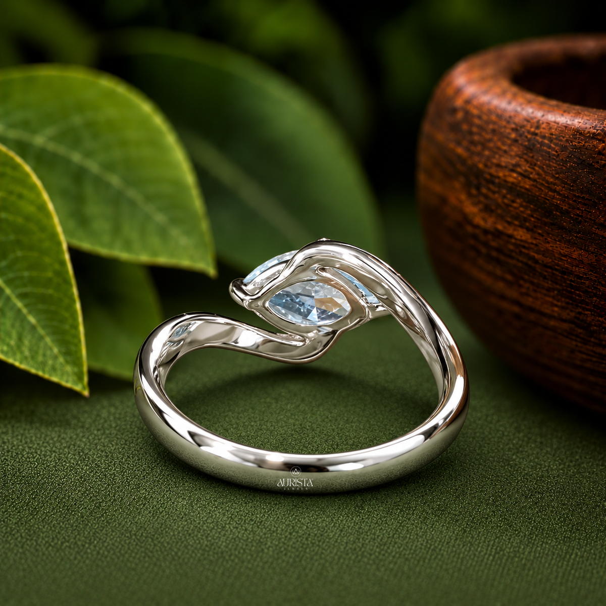 Sky Marquise Cut Bypass Engagement Ring Color Diamond Lab Grown in Diamond Jewelry