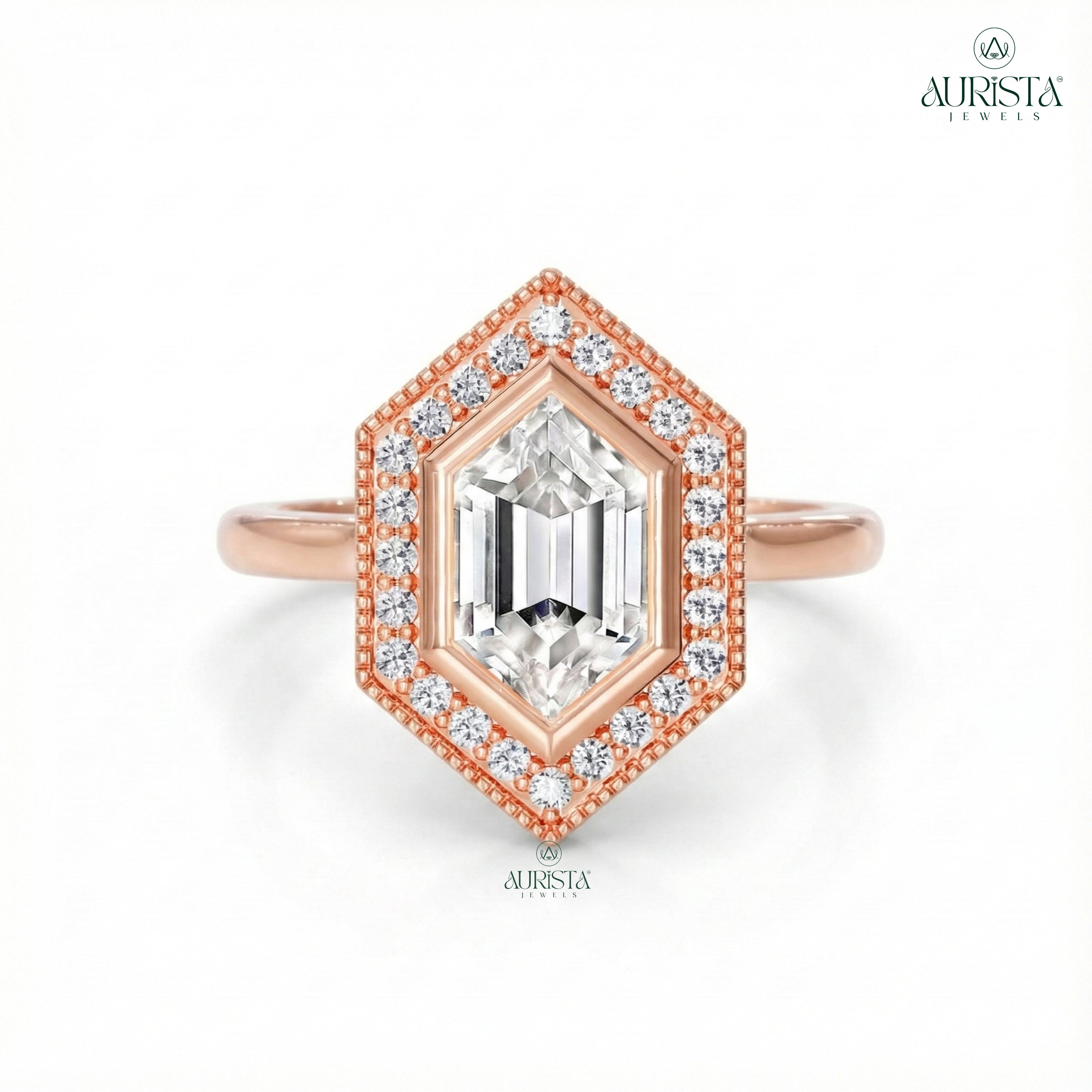 Forever Bound – Rose Gold Ring with Hexagon Diamond