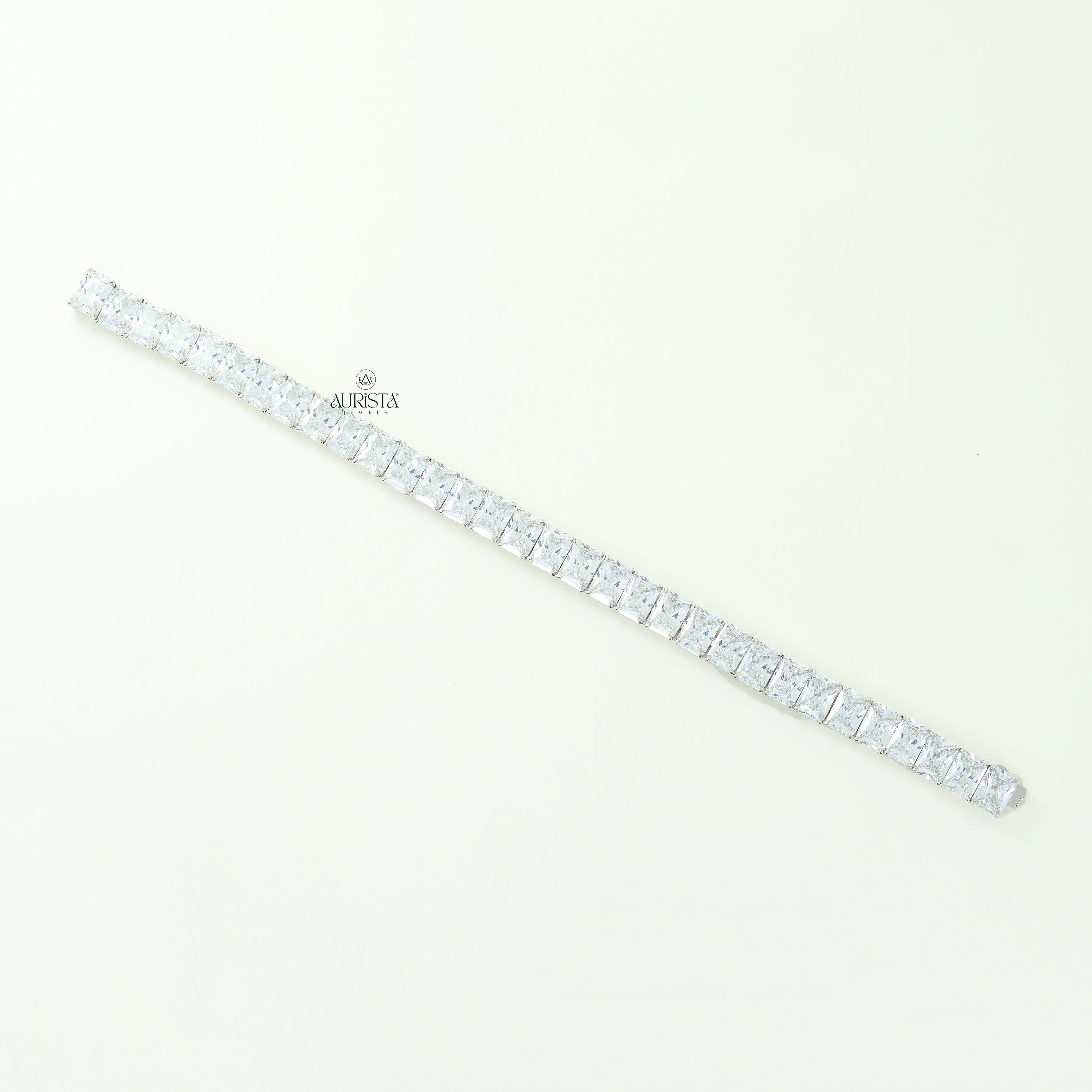 Radiant Moissanite Tennis Bracelet, Dainty White Stone Line Bracelet