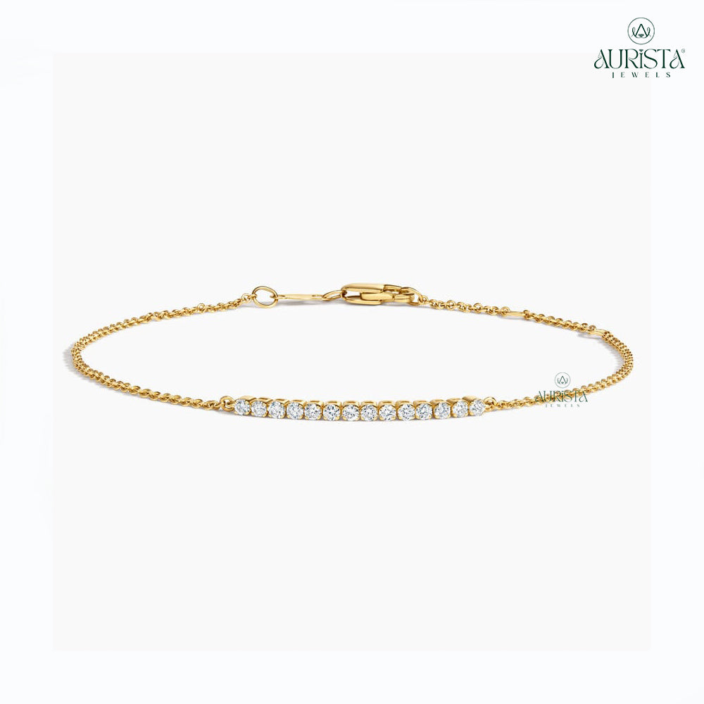 Forever Linked – Yellow Gold Bracelet with Round Diamonds