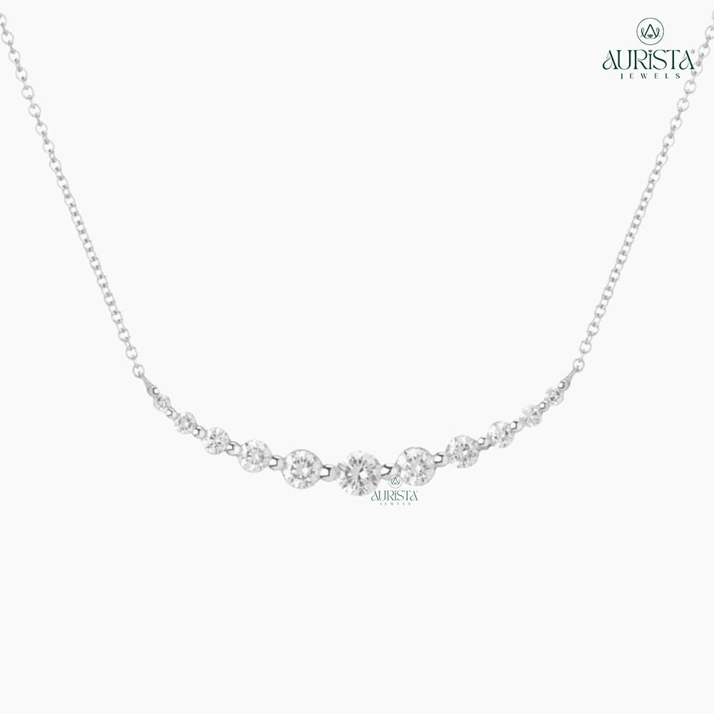 Golden Spark Round Brilliant Pendant in White Gold