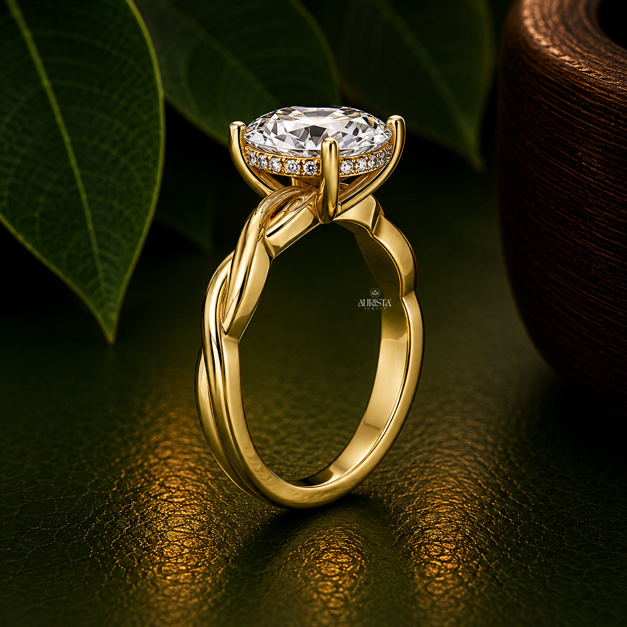 Oval Cut Lab Grown Diamond Twisted Ring, Minimalist Engagement Solitaire Bridal Jewelry