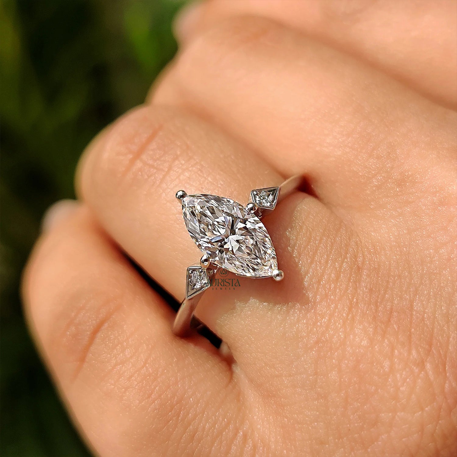 Celestique Marquise Cut Diamond Three Stone Ring