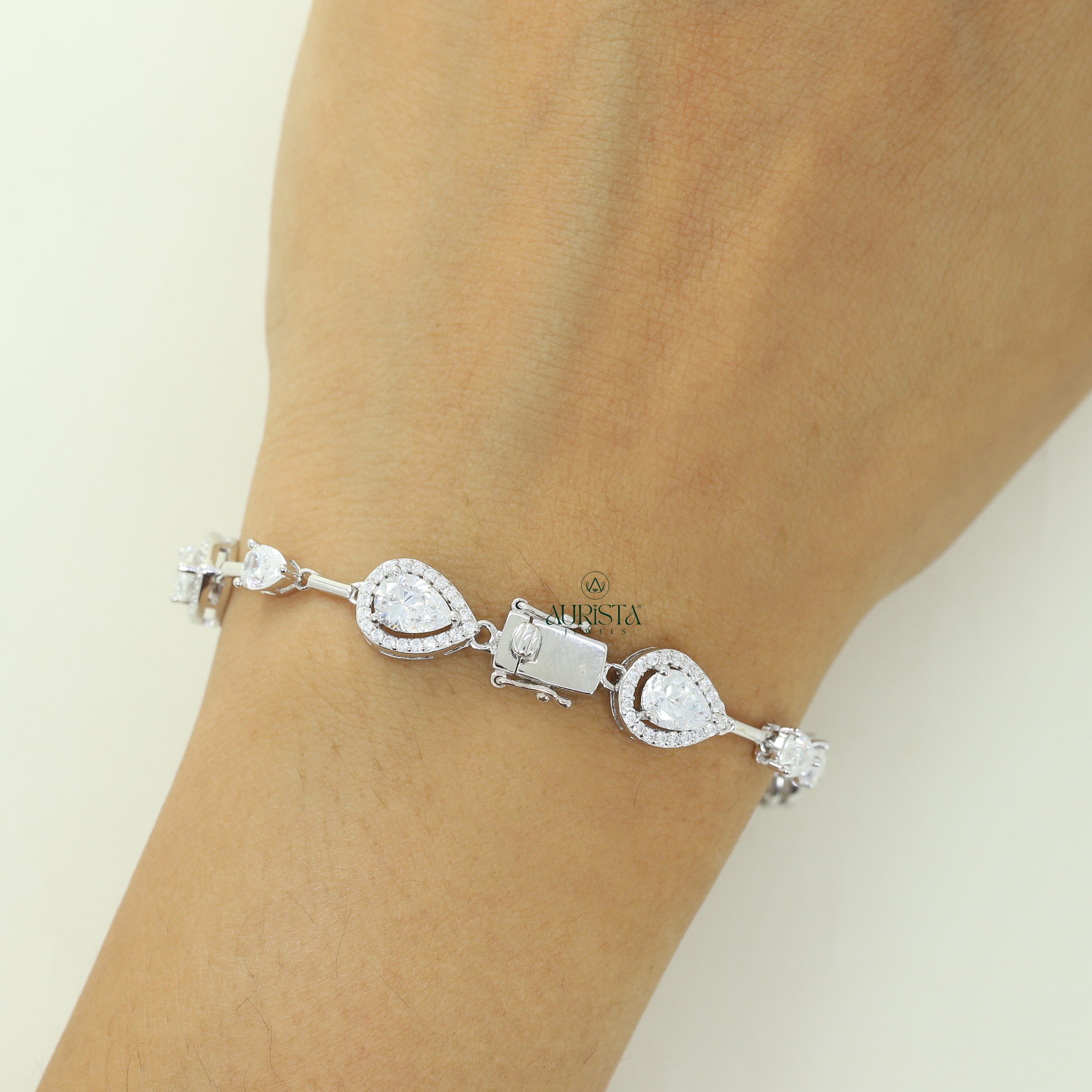 Pear Cut Moissanite Bracelet Dainty Bridal Jewelry Minimalist Accessory Gift