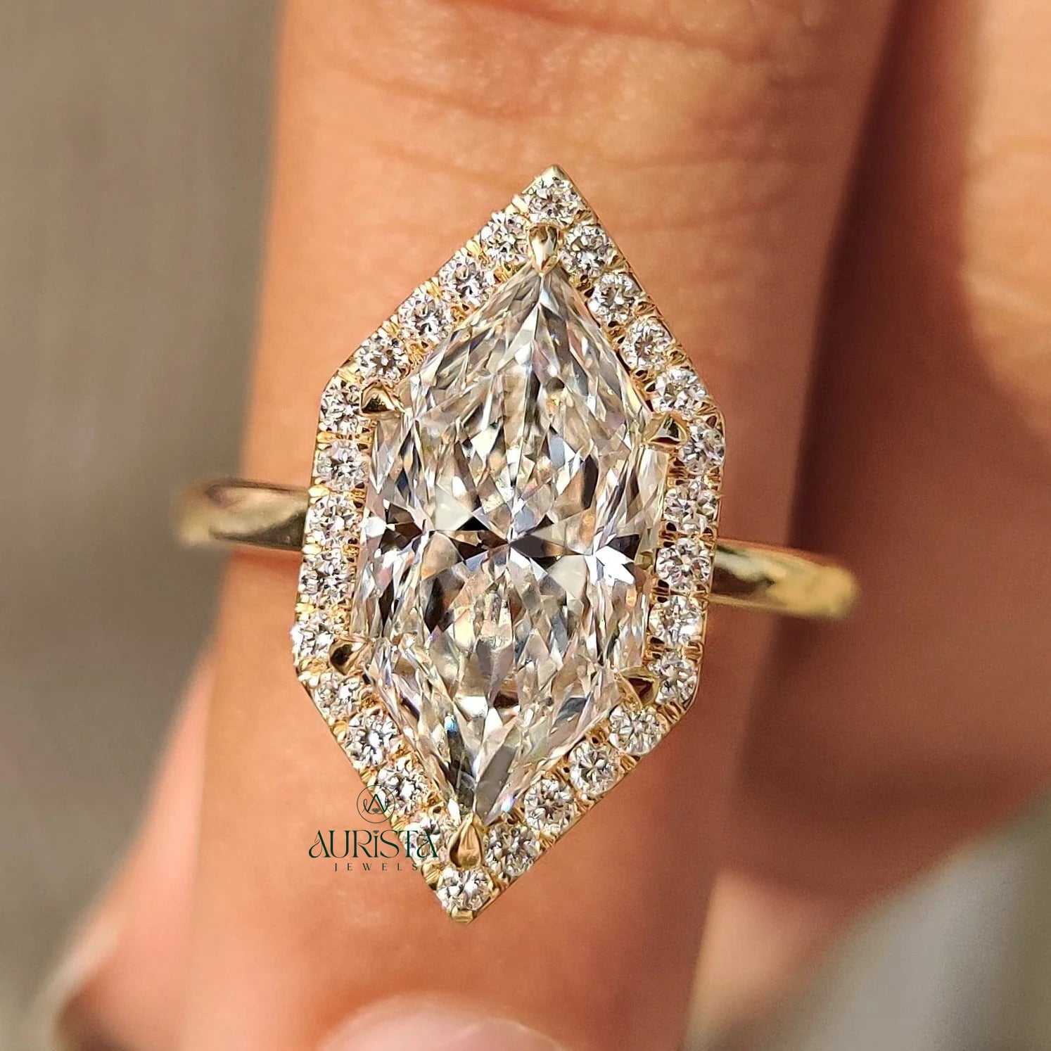 Celestial Marquise Halo Diamond Ring with Timeless Luxury Sparkle