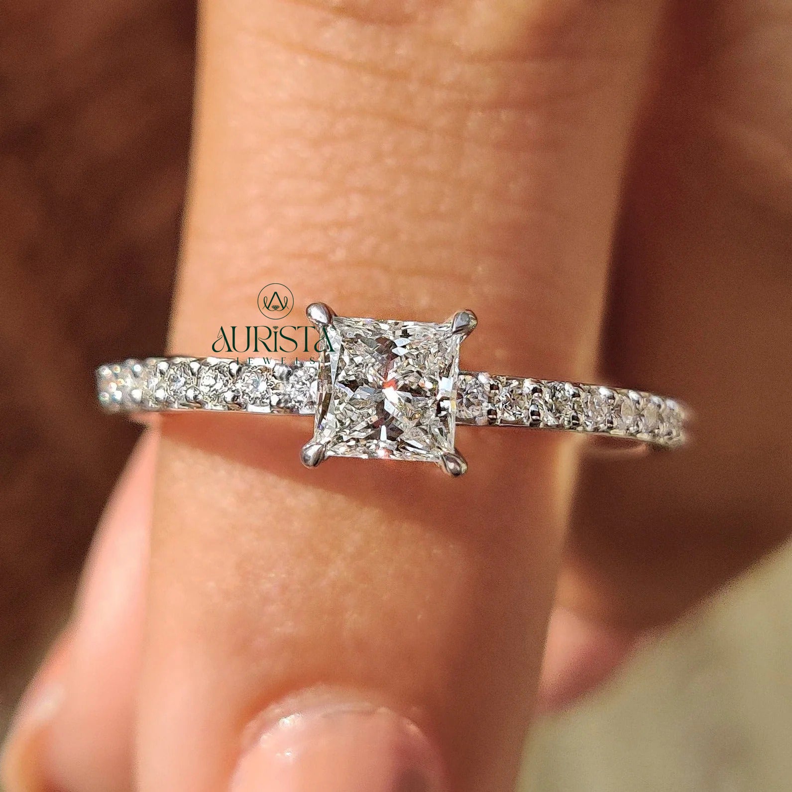 Royal Spark Princess Cut Pave Diamond Ring