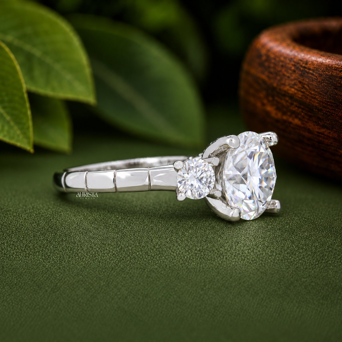 5 CT Lab Grown Diamond Three Stone Ring, Round Cut Anniversary Gift Ring