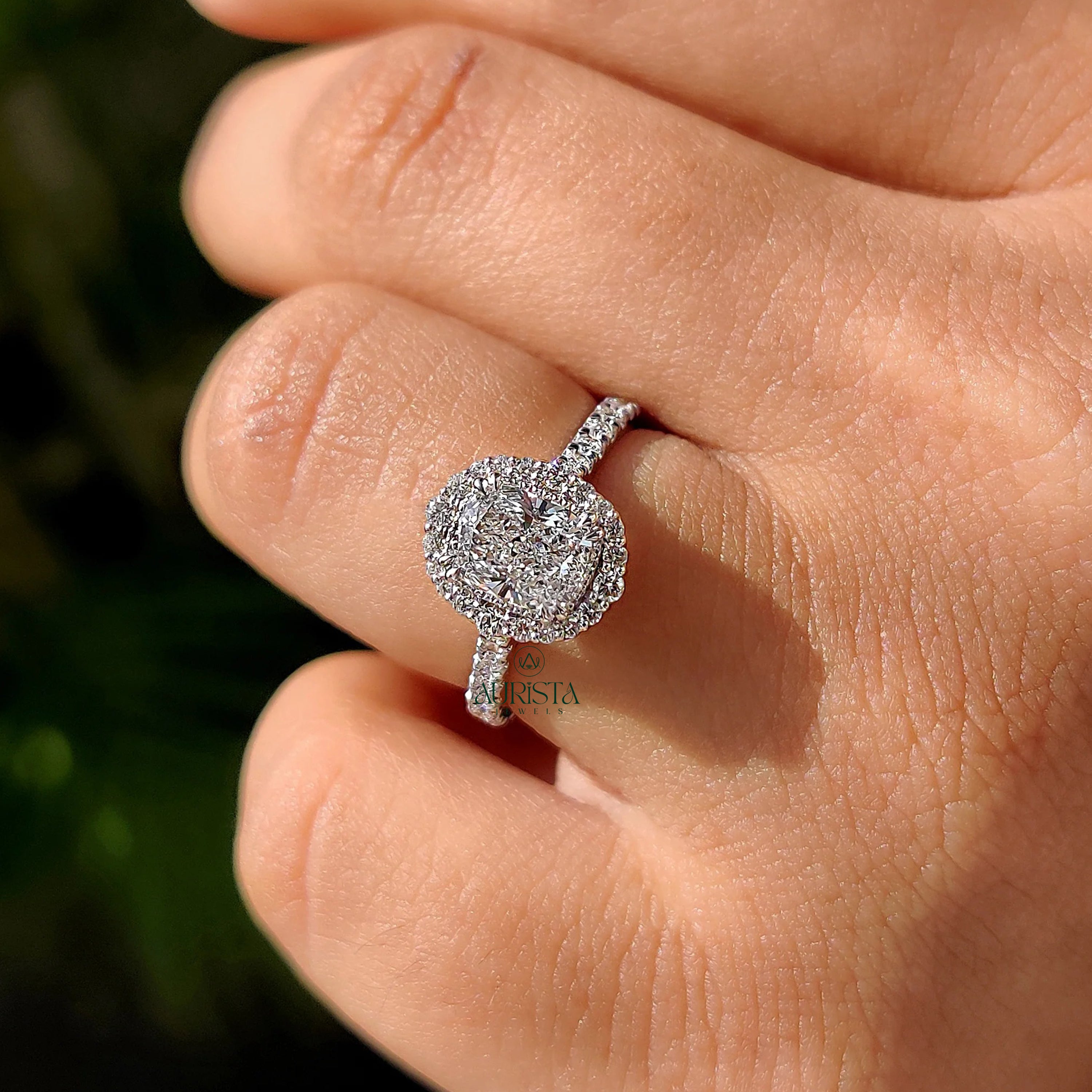 Majestic Cushion Halo Ring with Endless Pave Sparkle