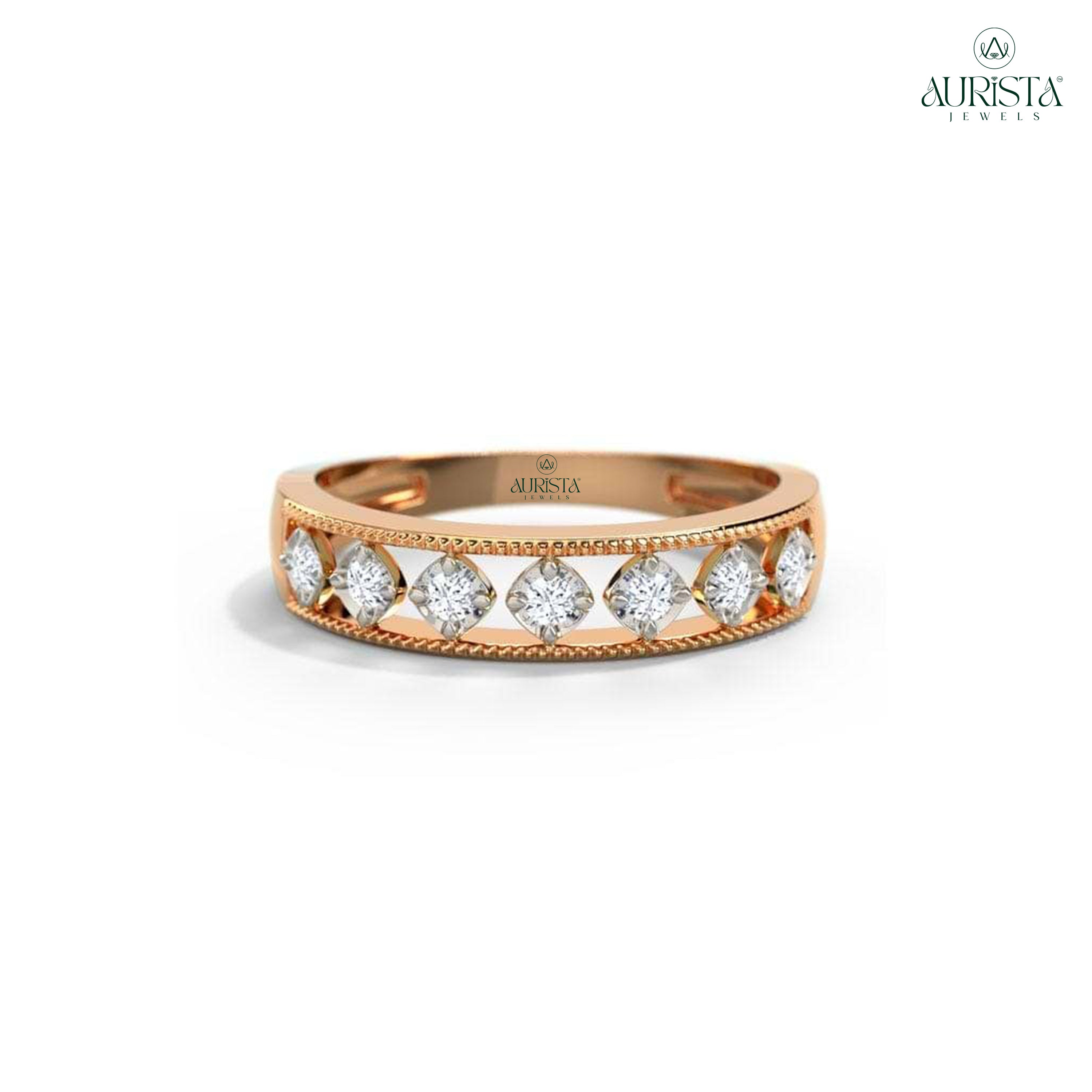 Crown Eternal  – Yellow Gold Band with Round Diamond