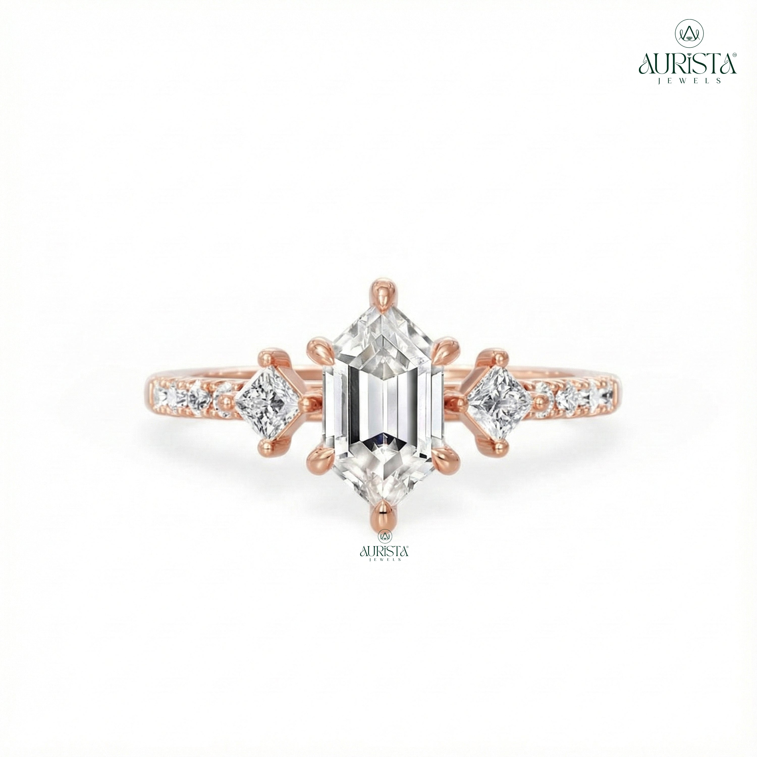 Timeless Promise – Rose Gold Ring with Hexagon Diamond