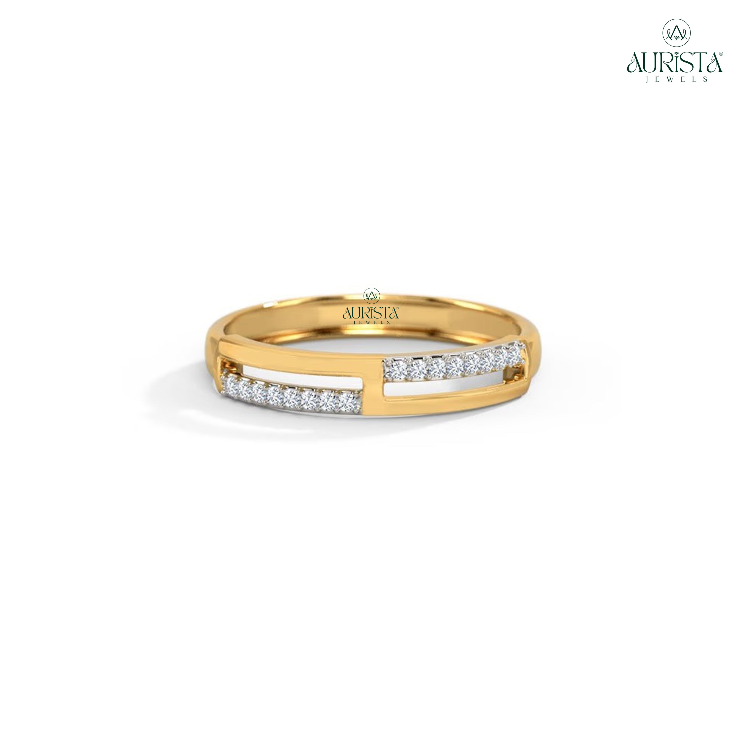 Circle of Love  – Yellow Gold Band with Round Diamond