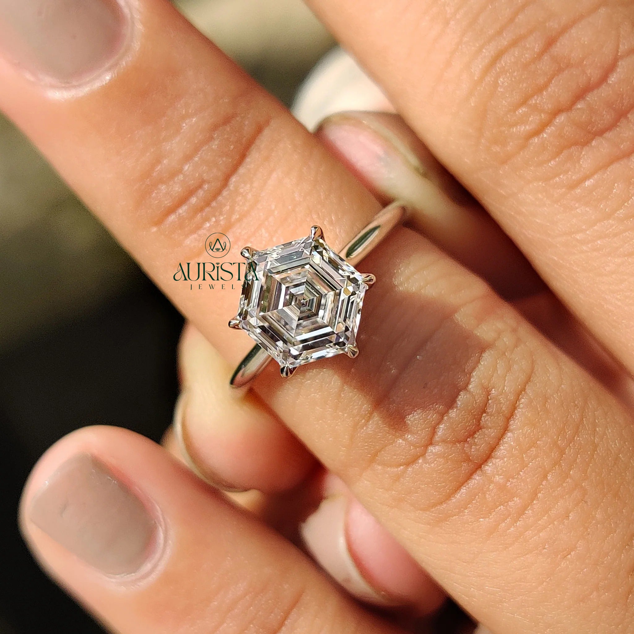 Rare Beauty Hexagon Solitaire Ring