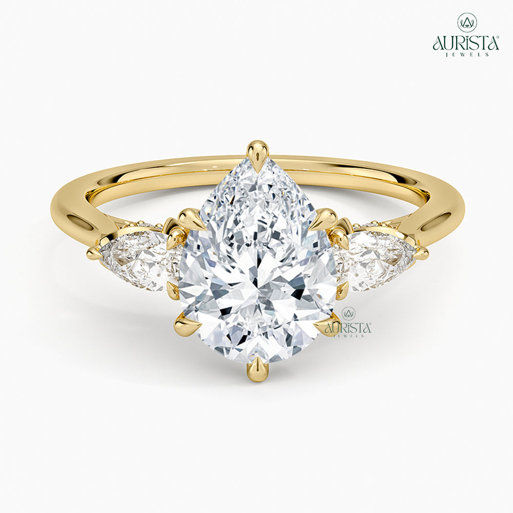 Promise Spark Yellow Gold Ring with Pear Diamond