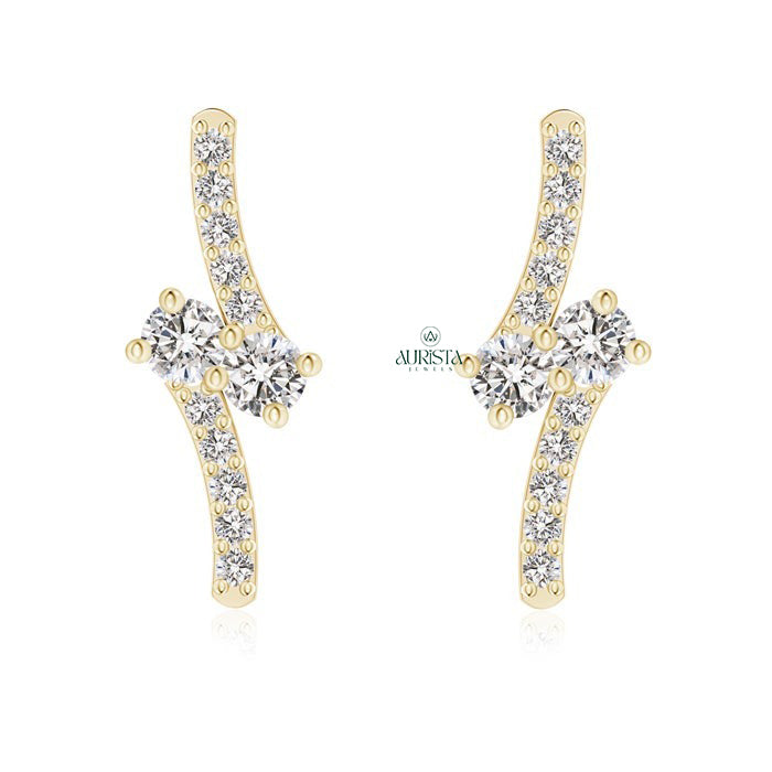 Glistening Wave Diamond Bypass Earrings