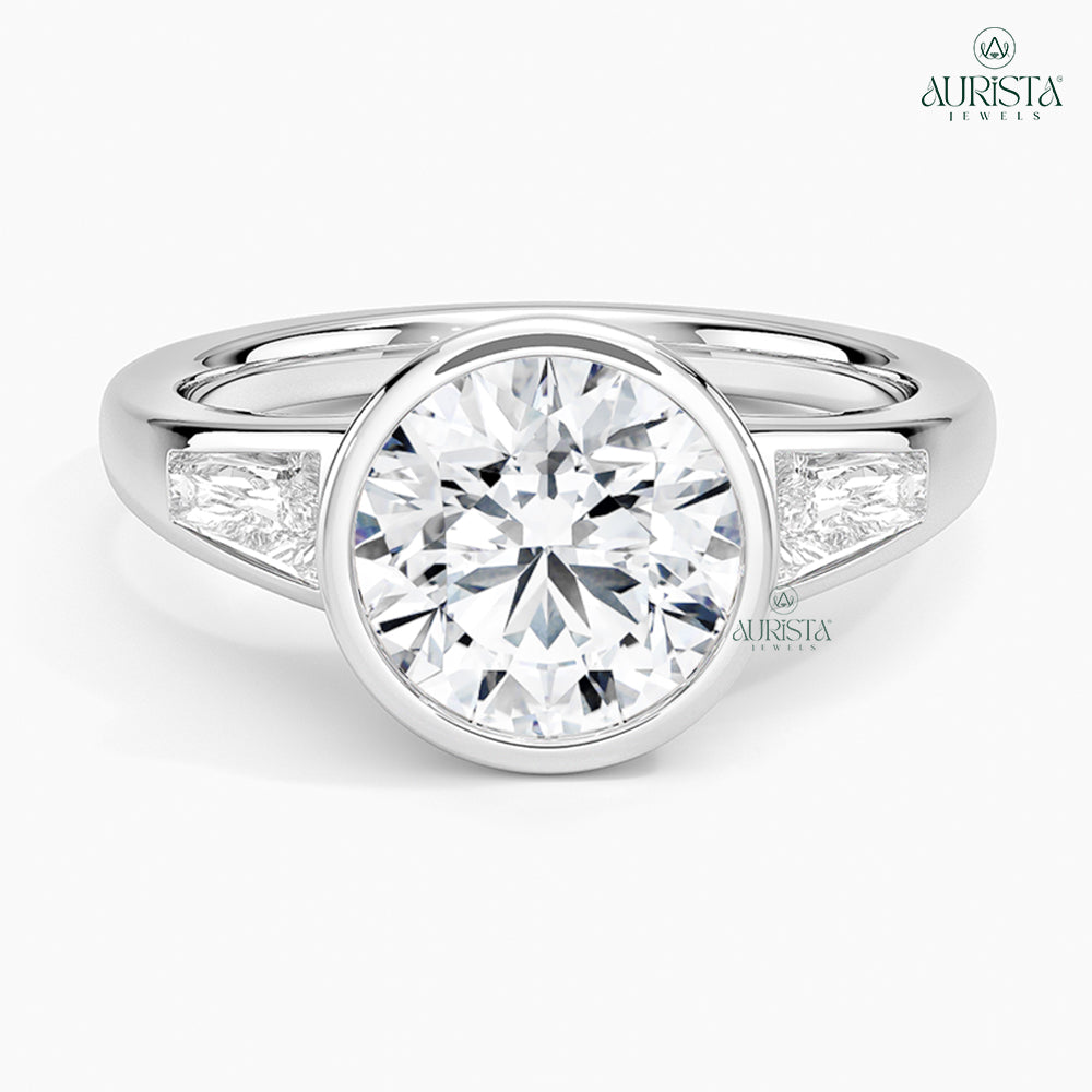 Forever Gleam White Gold Ring with Round Diamond