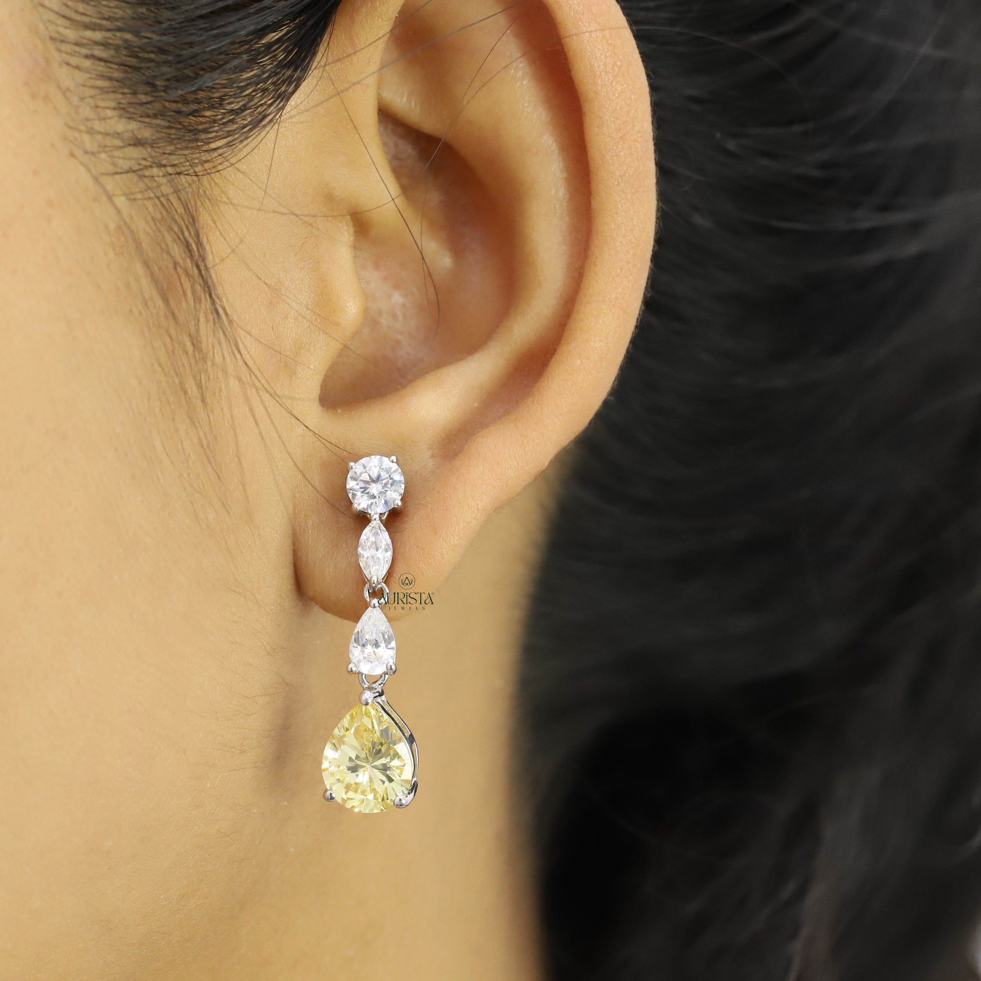 Pear Cut Moissanite Drop Earrings Tiered Dangle Earrings Minimalist Fine Jewelry