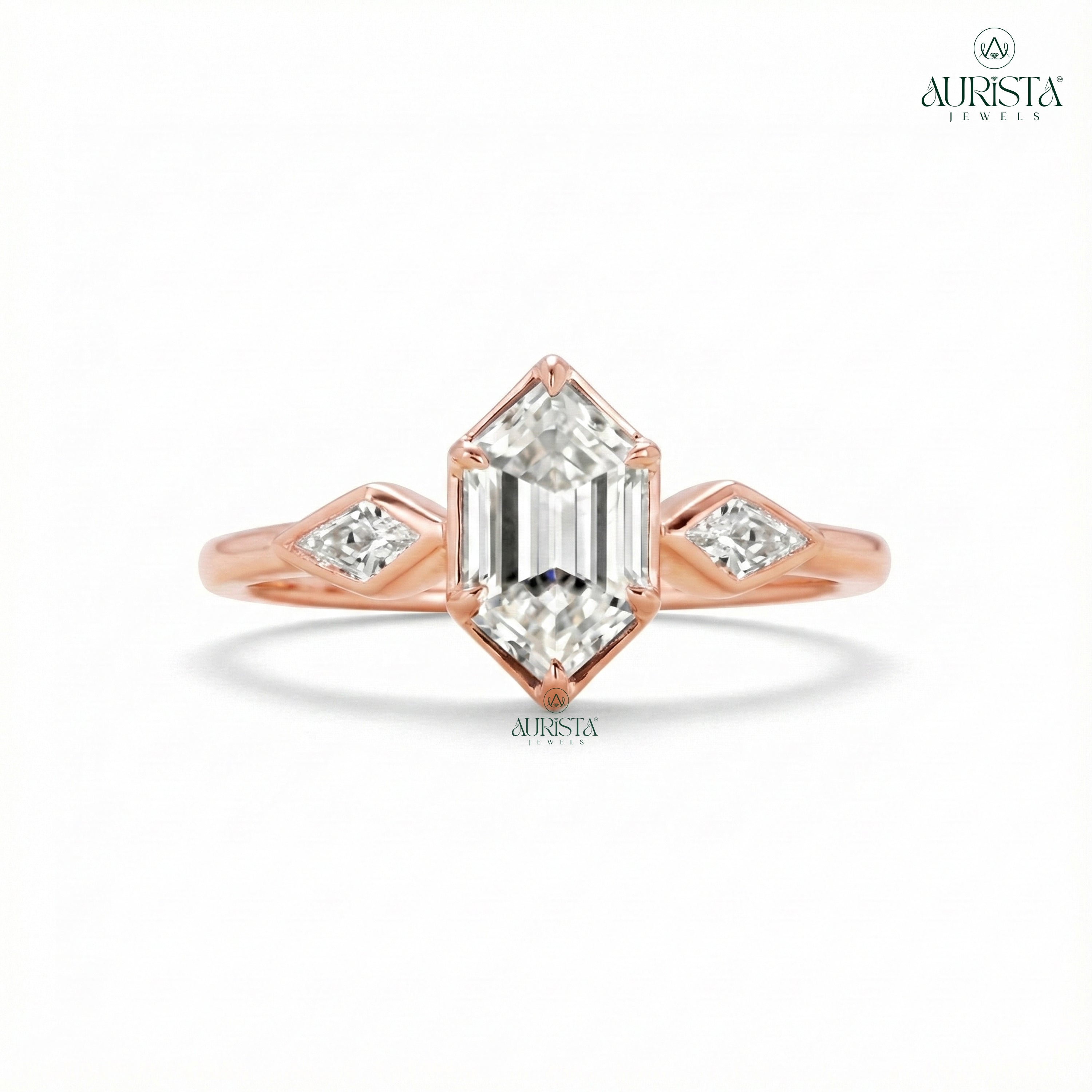 Promise Eternal – Rose Gold Ring with Hexagon Diamond