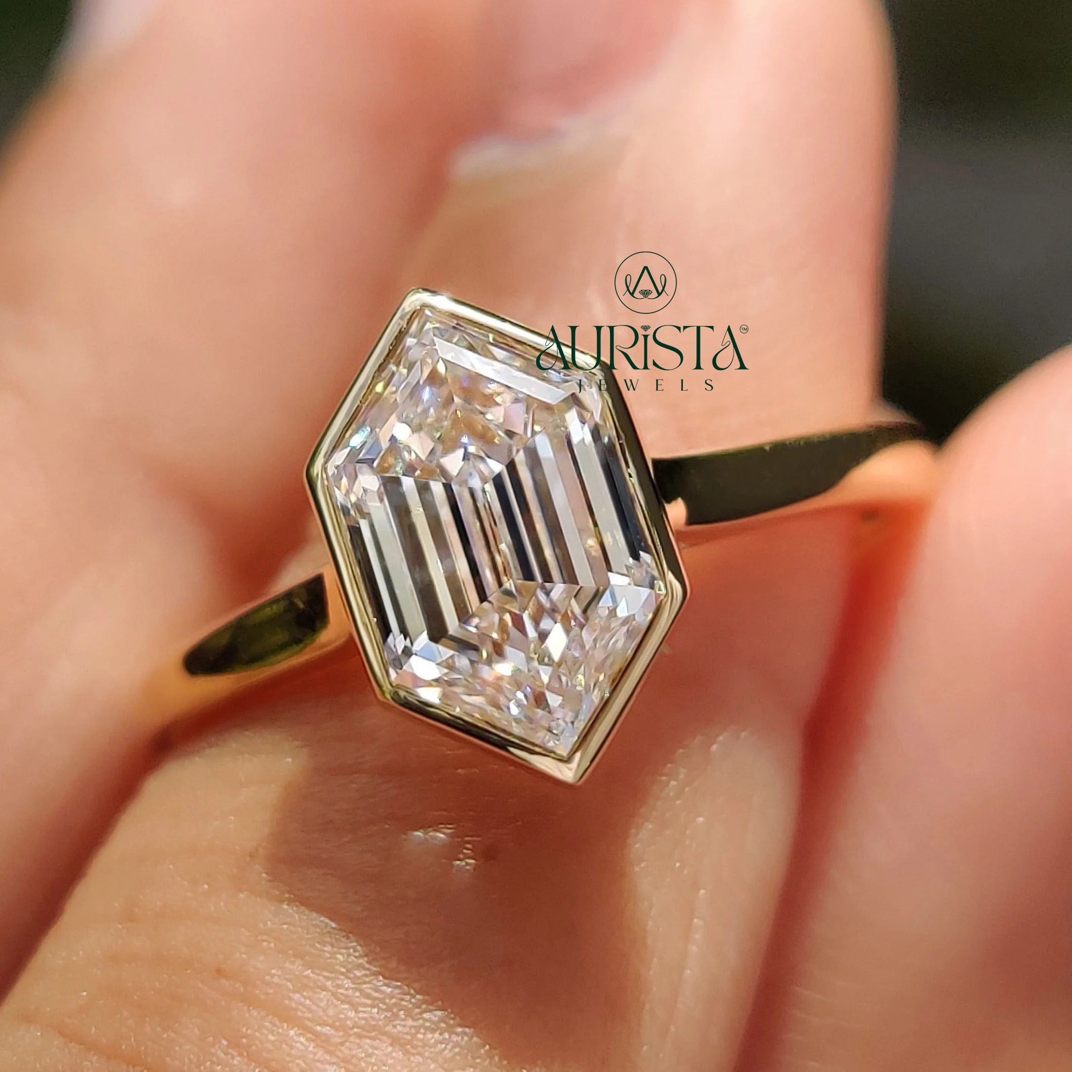 Modern Love Hexagon Solitaire Ring