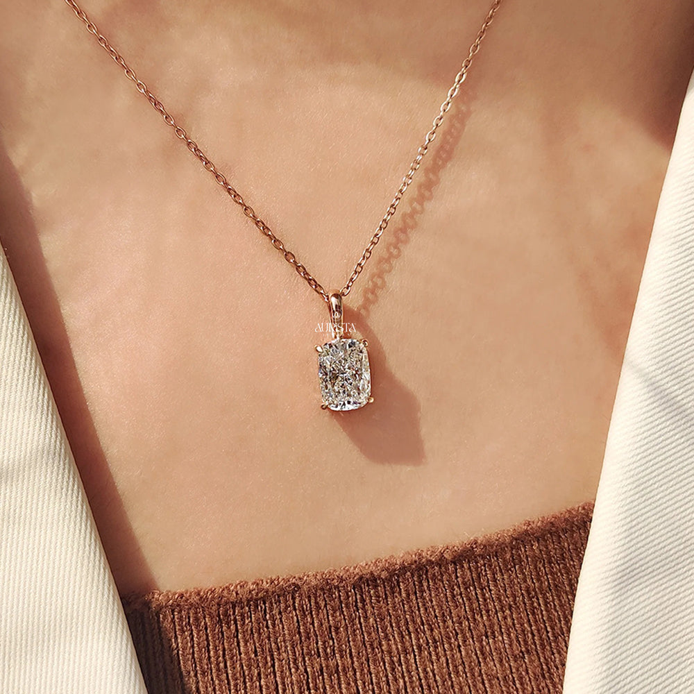Classic Spark Cushion Diamond Pendant in Rose Gold