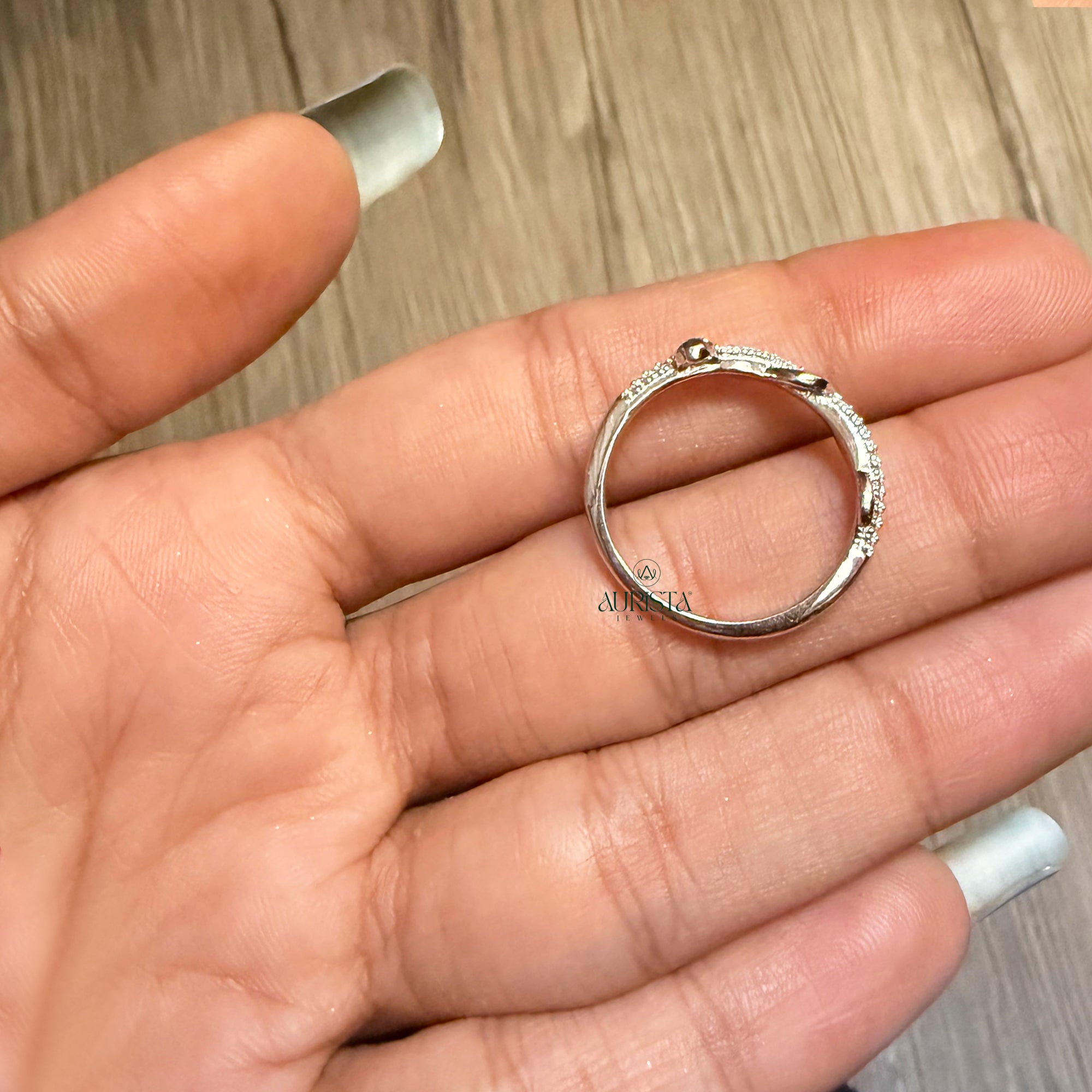 Twisted Round Moissanite Pave Ring, Infinity Silver Band, Delicate Stacking Promise
