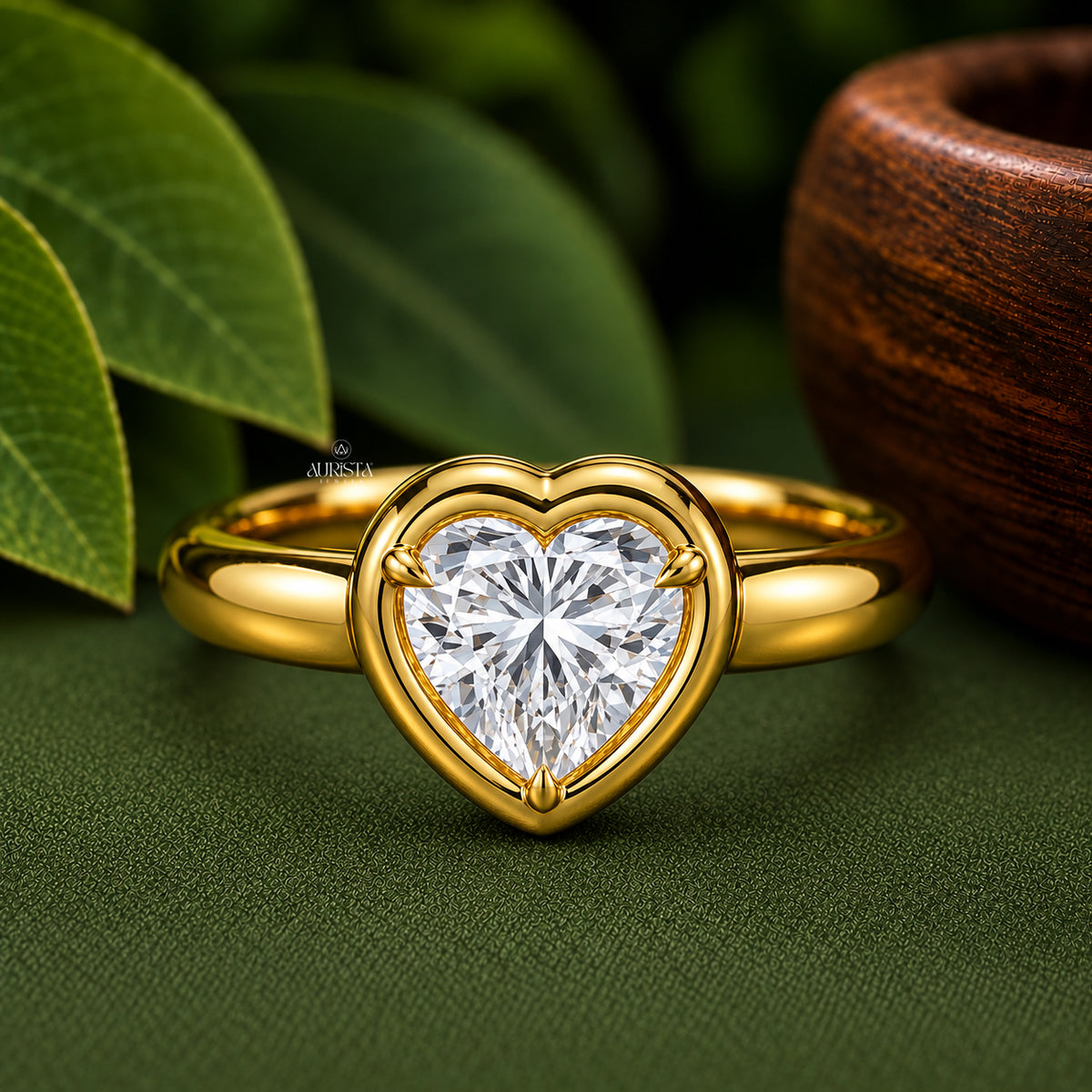 Heart Shape Lab Grown Diamond Bezel Ring, Minimalist Engagement Solitaire Wedding Band