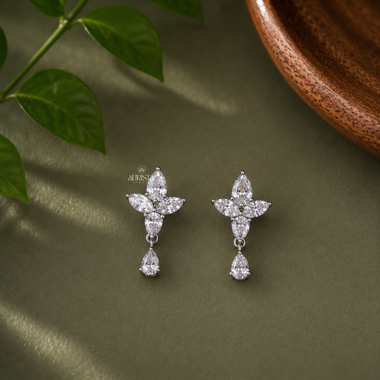 Prae and Marquise Cut Moissanite  Dangle Earrings Bridal Party Gift