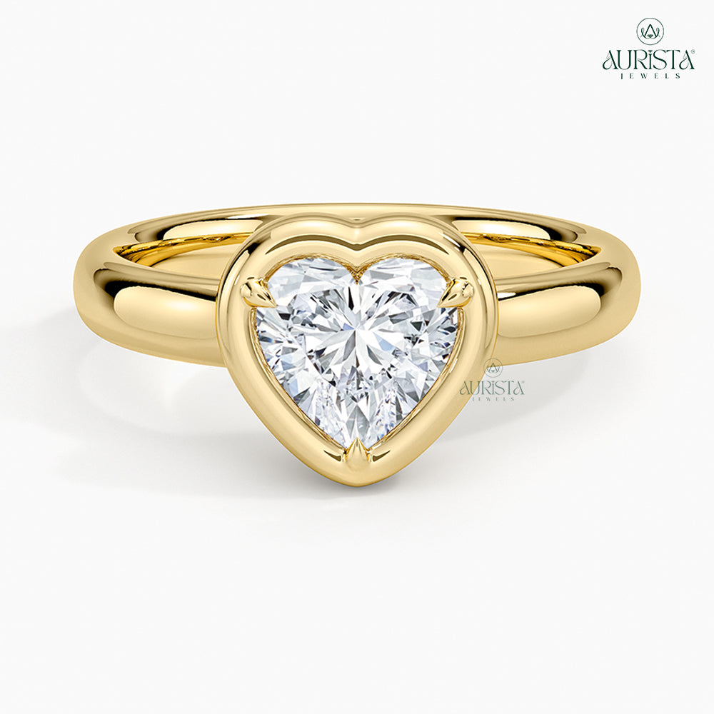 Radiant Vows – Yellow Gold Ring with Heart Diamond