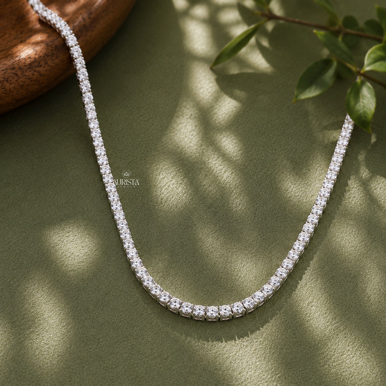 Classic Moissanite Tennis Necklace Round Cut Solitaire Chain Wedding Jewelry