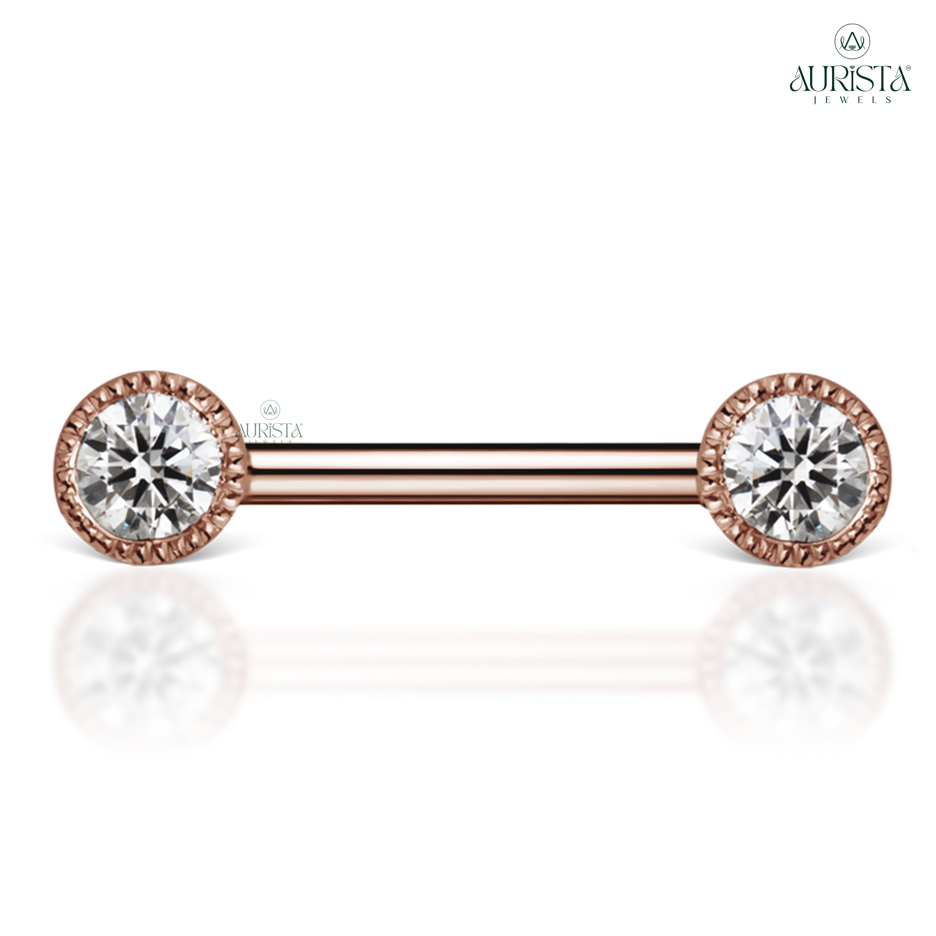 Eternal Love Rose Gold Belly Button Ring with Round Diamond