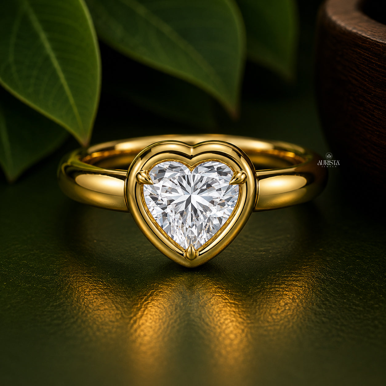 Heart Shape Lab Grown Diamond Bezel Ring, Minimalist Engagement Solitaire Wedding Band