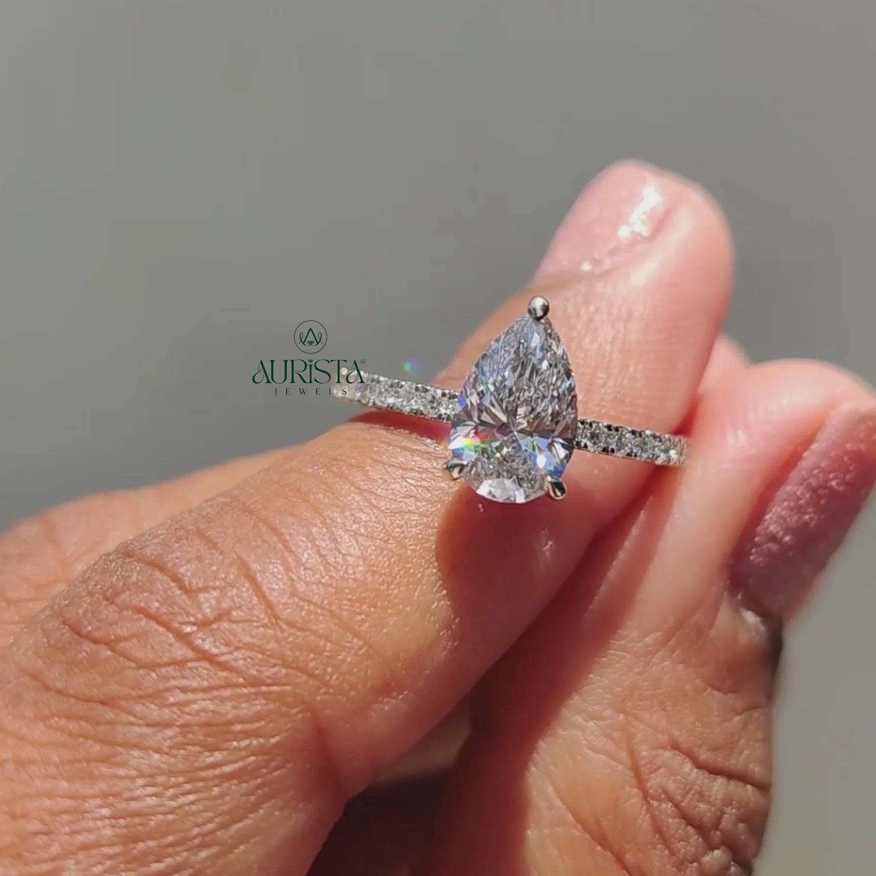 Luxury Pear Cut Diamond Pave Ring with Elegant Timeless Sparkle