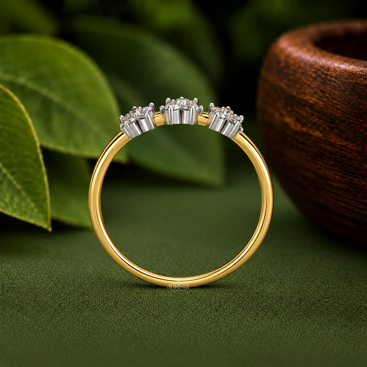 Triple Star Cluster Statement Ring Lab Grown in Diamond Gold Fine Jewelry