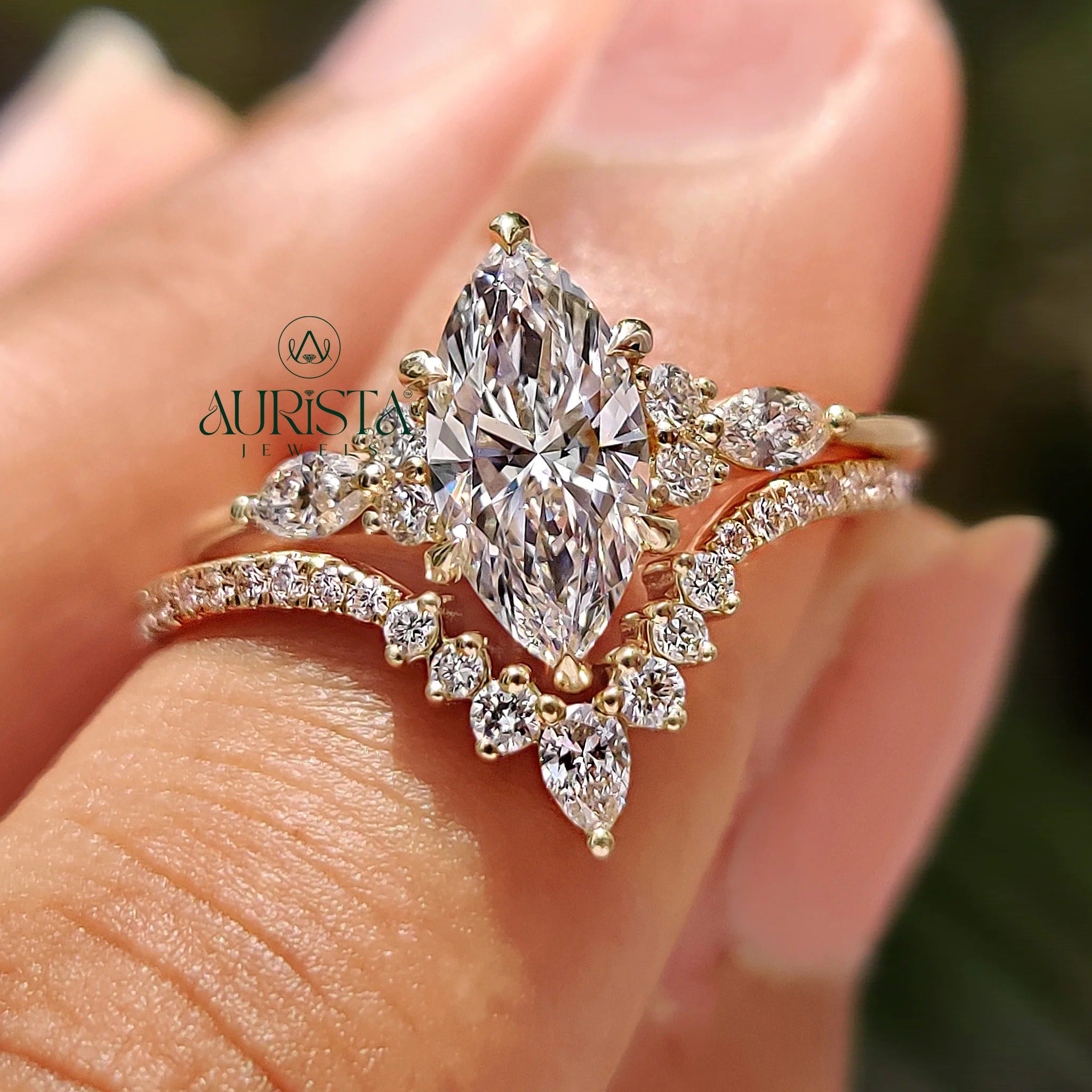 Celestia Marquise Diamond Bridal Set with Royal Pave Sparkle