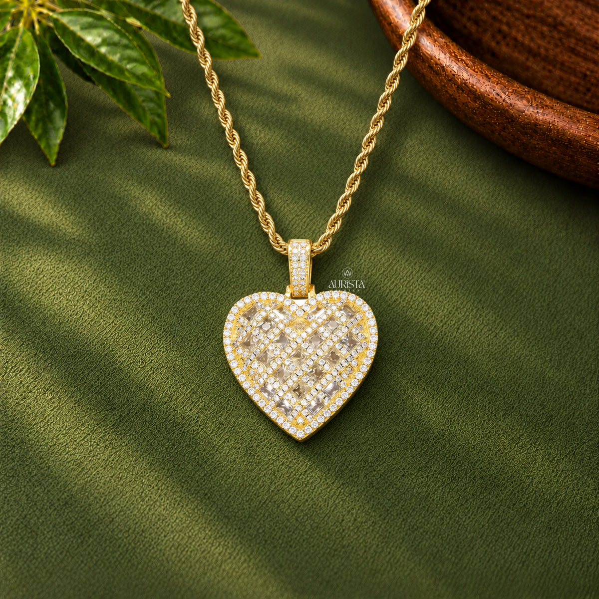 Lattice Heart Pendant Moissanite in Diamond Silver Fine Jewelry Without Chain