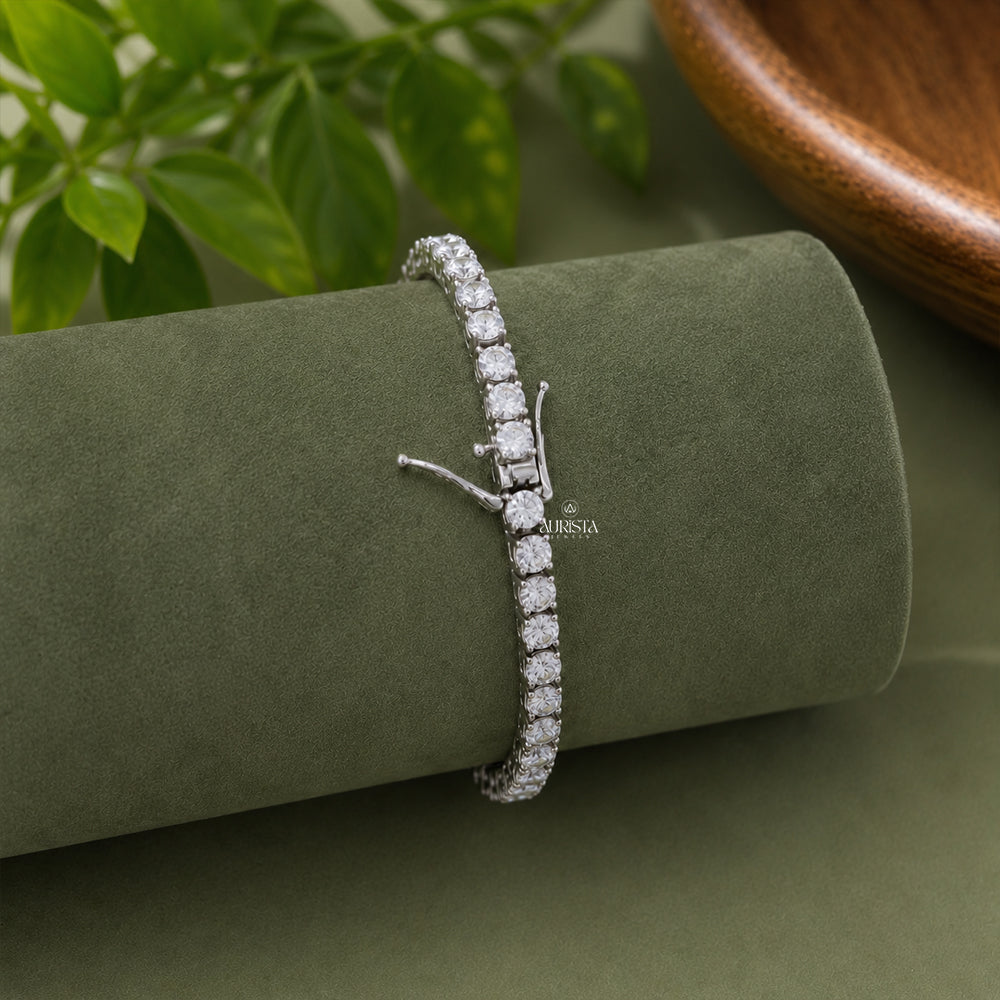 Moissanite Round Tennis Bracelet, Luxury Wedding Jewelry, Bridal Diamond Alternative