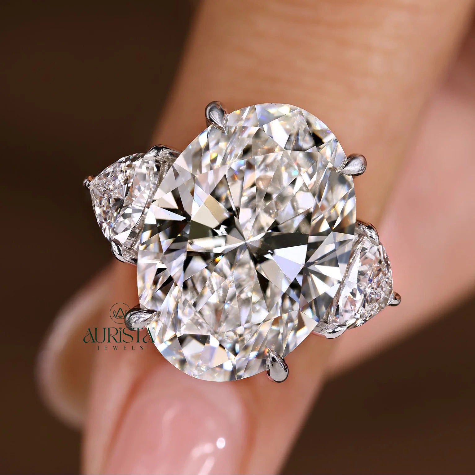 Infinite Glow – 5 Carat Oval Ring with Fine Diamond