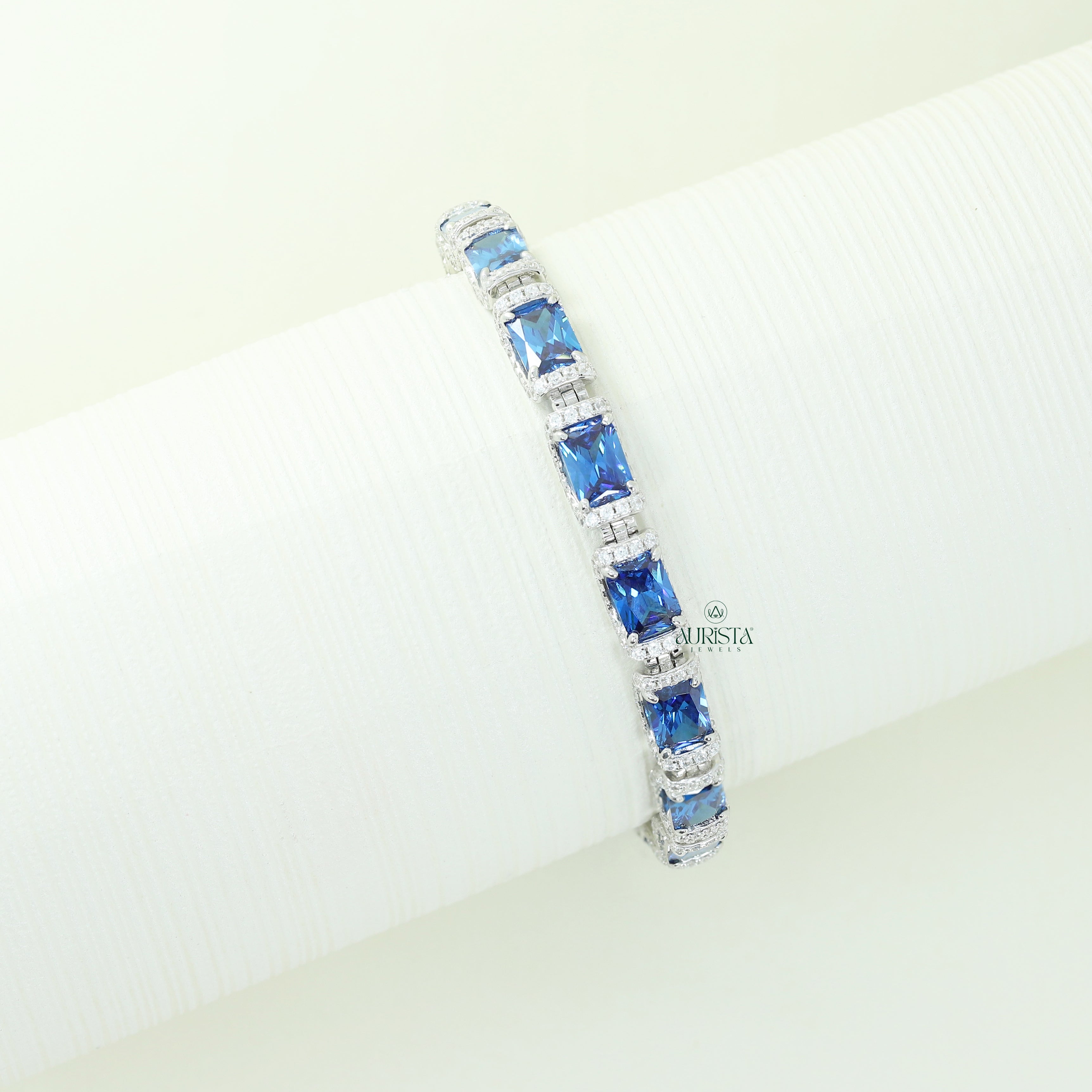 Elegant Blue Stone Tennis Bracelet Radiant Cut Moissanite Fine Jewelry for Women
