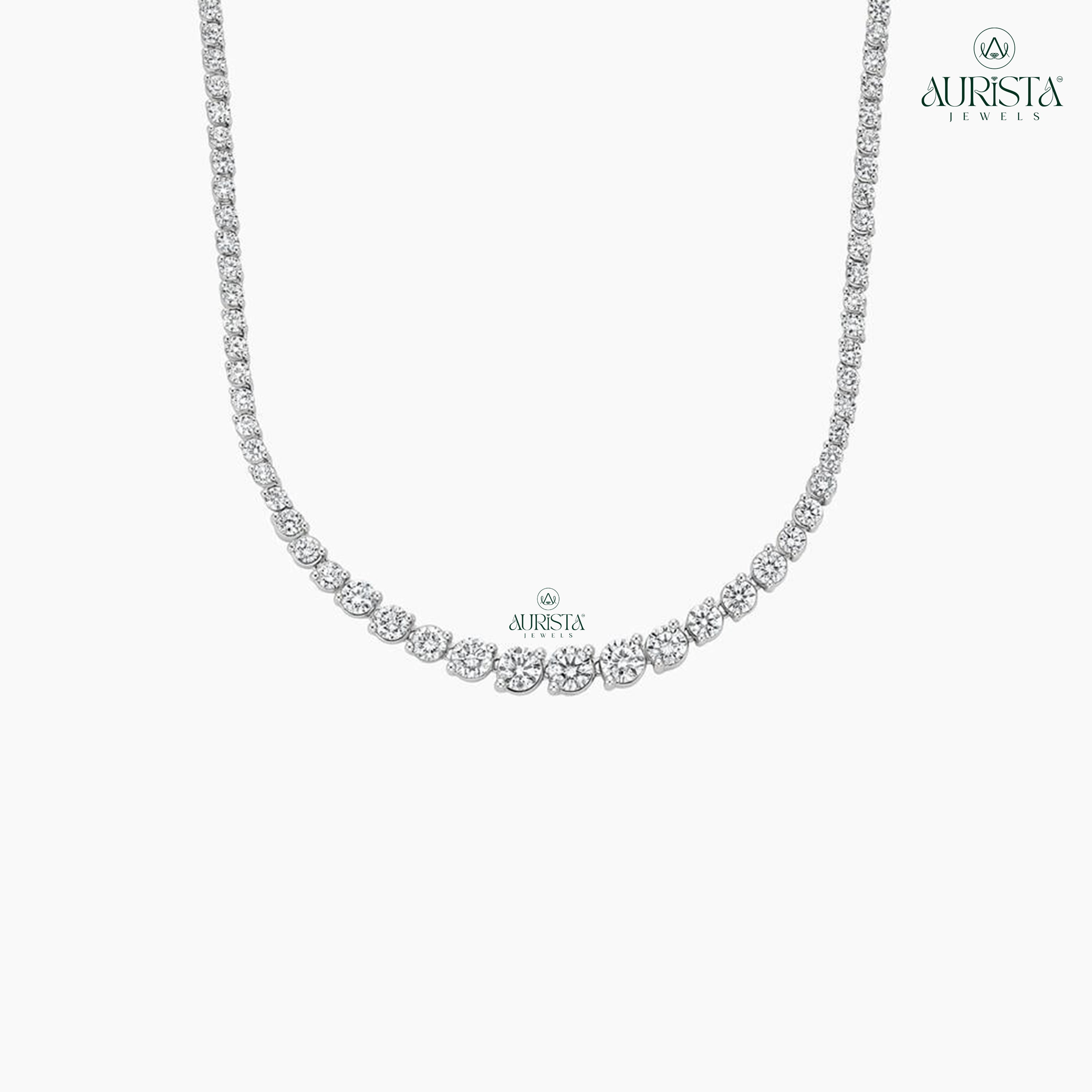 Classic Moissanite Diamond Tennis Necklace White Gold Luxury Statement Jewelry