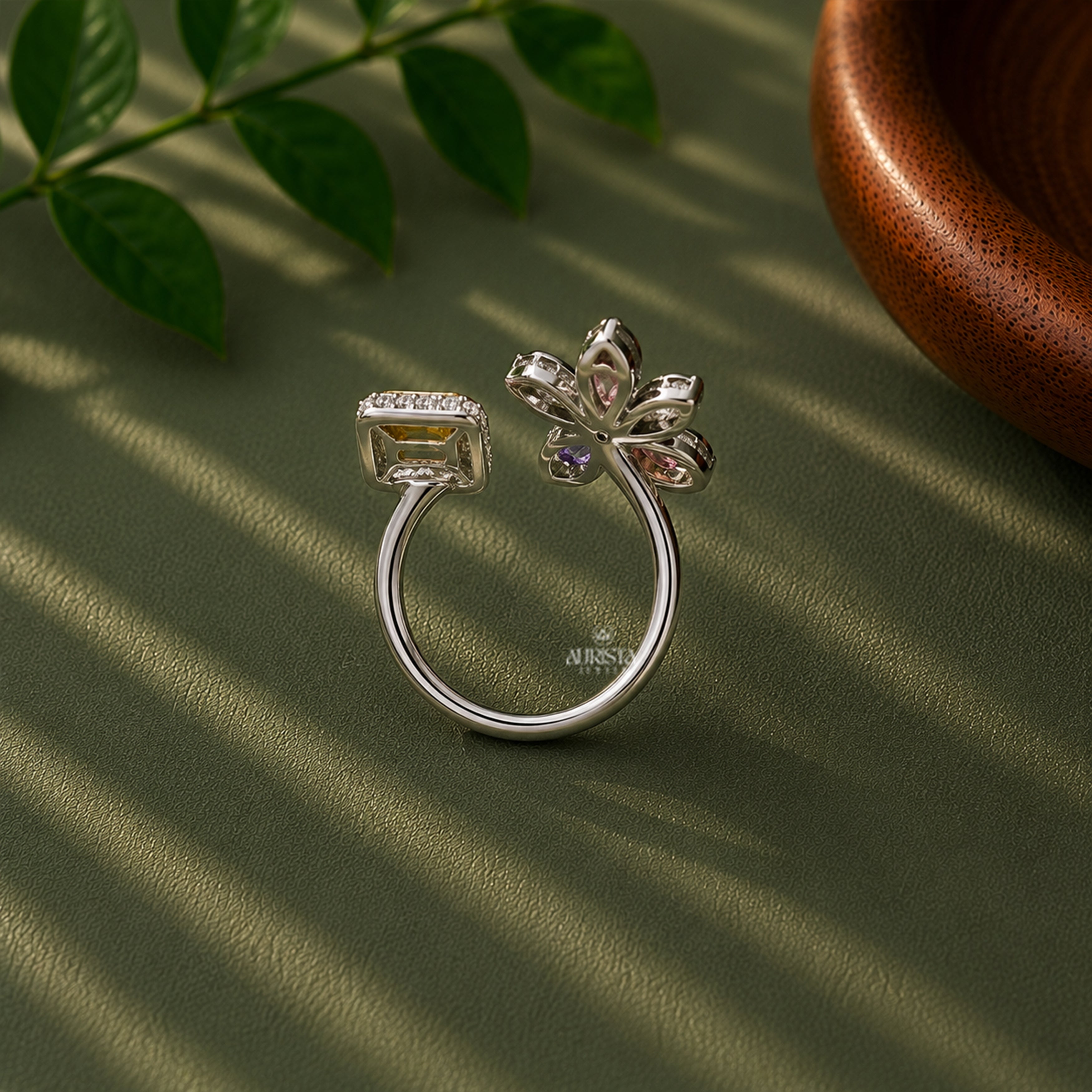 Butterfly Moissanite Statement Ring Multi Color Gemstone Luxury Open Ring For Women