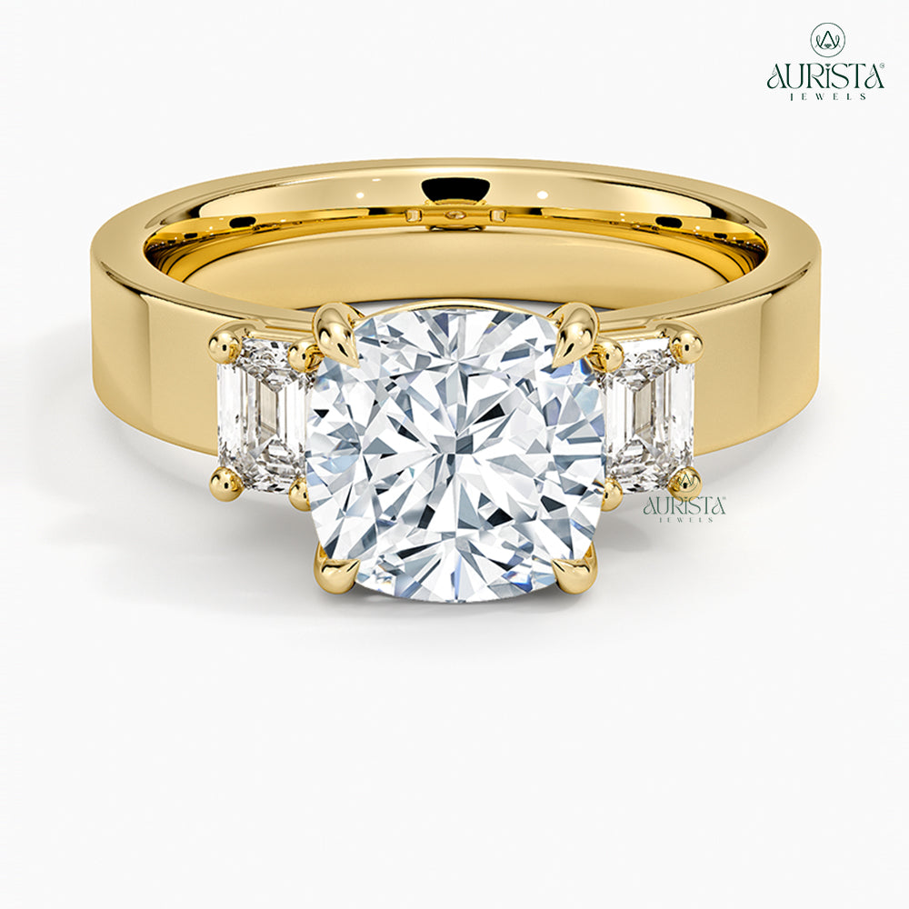 Forever Gleam Yellow Gold Ring with Asscher Diamond