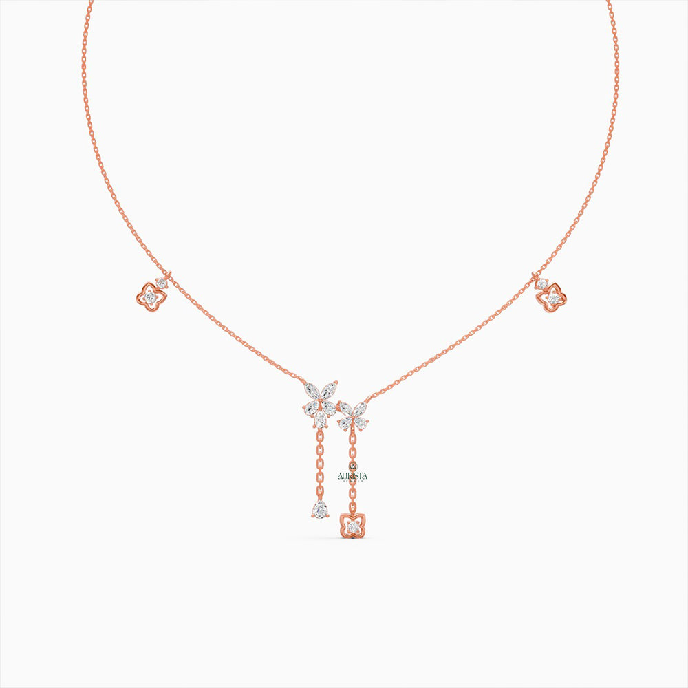 Golden Floral Diamond Necklace