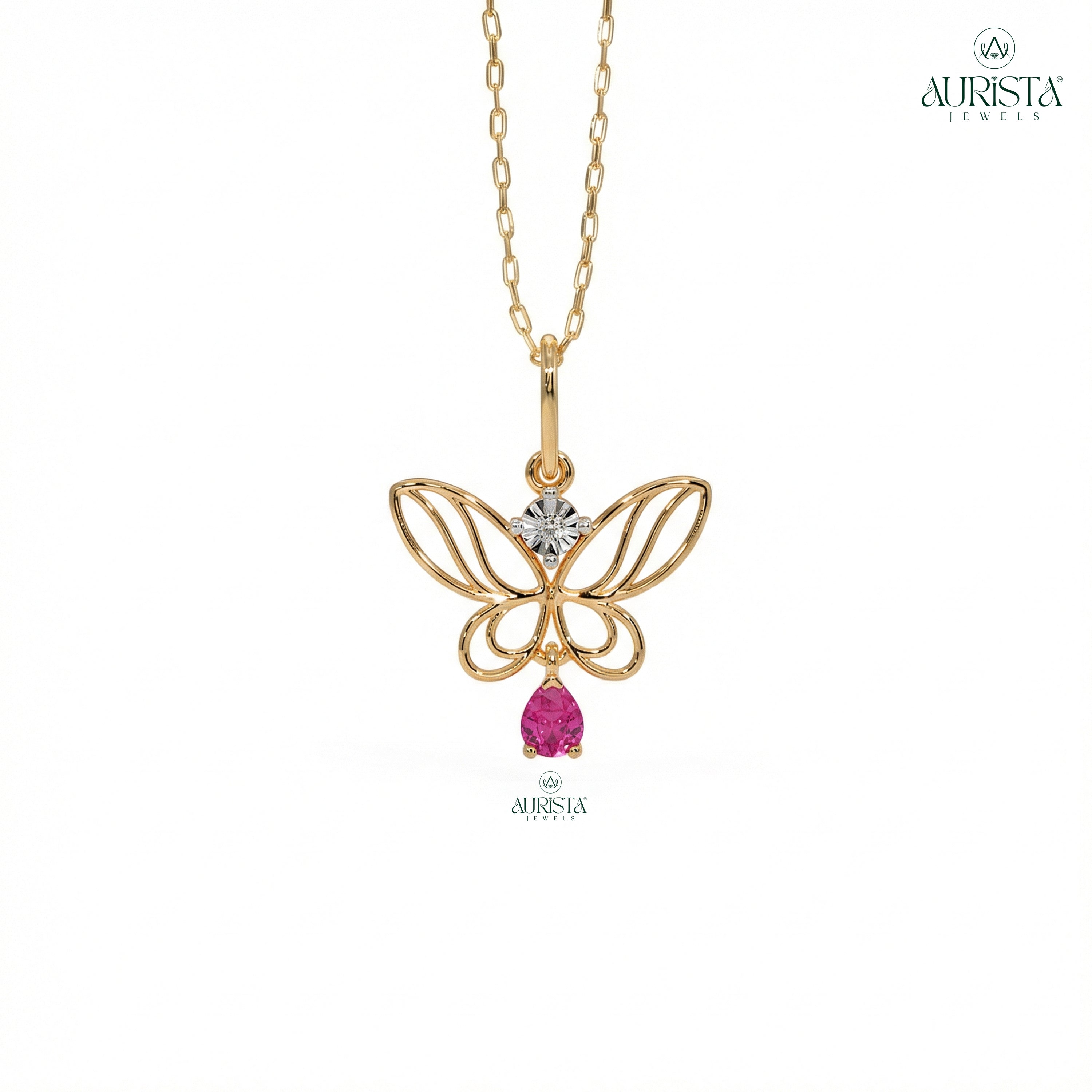 Celestial Glow Round Diamond Pendant in Yellow Gold