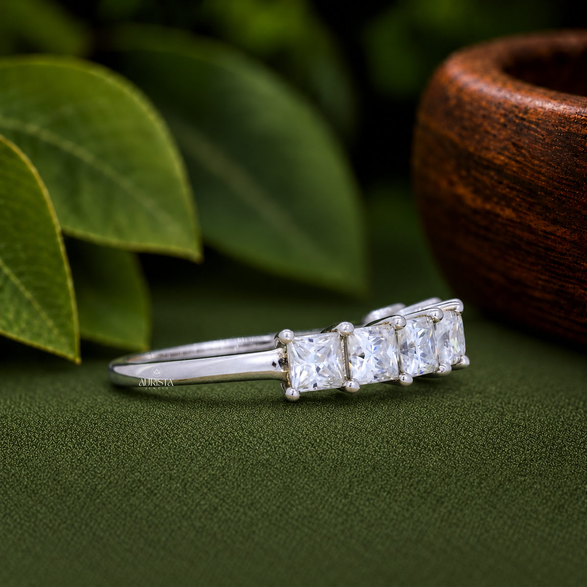 Princess Cut Lab Grown Diamond Eternity Band, Stackable Wedding Ring