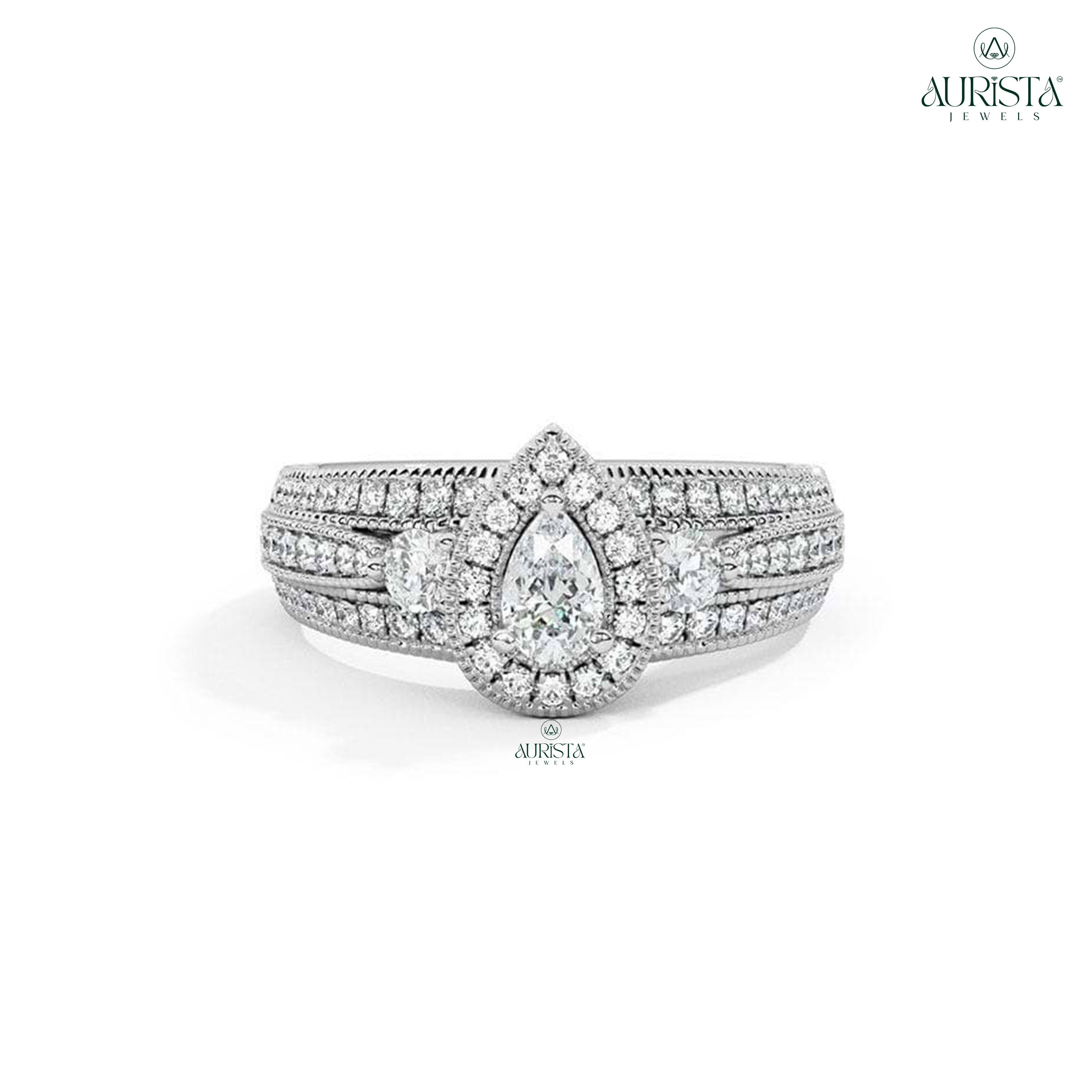 Bound in Time – White Gold Band with Pear Diamond