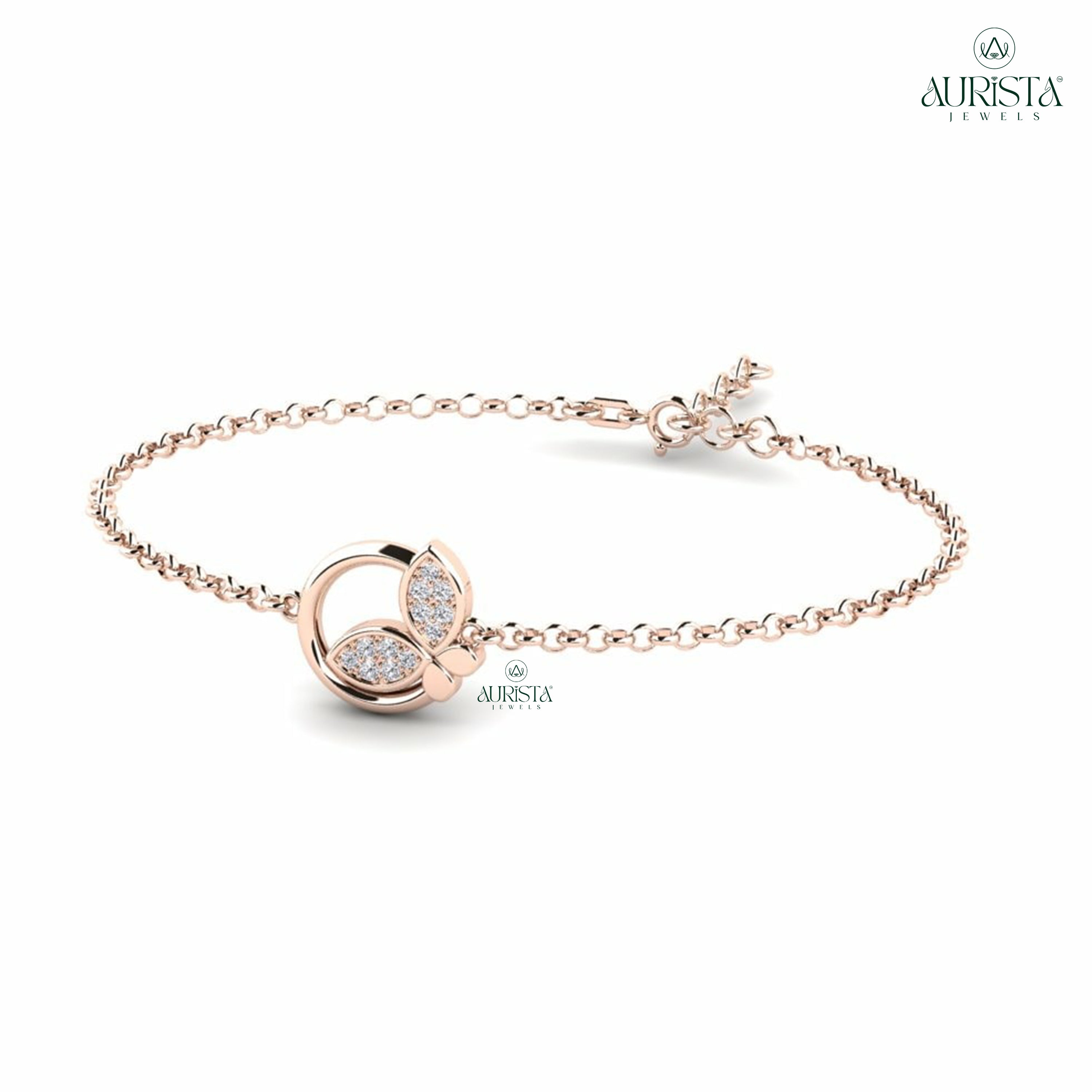 Classic Sparkle Gold Round Diamond Bracelet for Kids