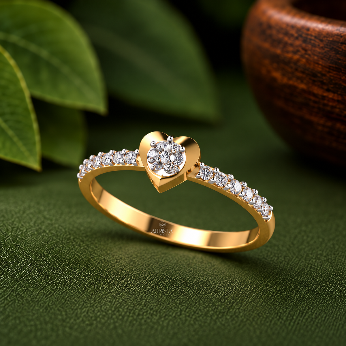Heart Cluster Accent Ring Moissanite in Diamond Fine Jewelry